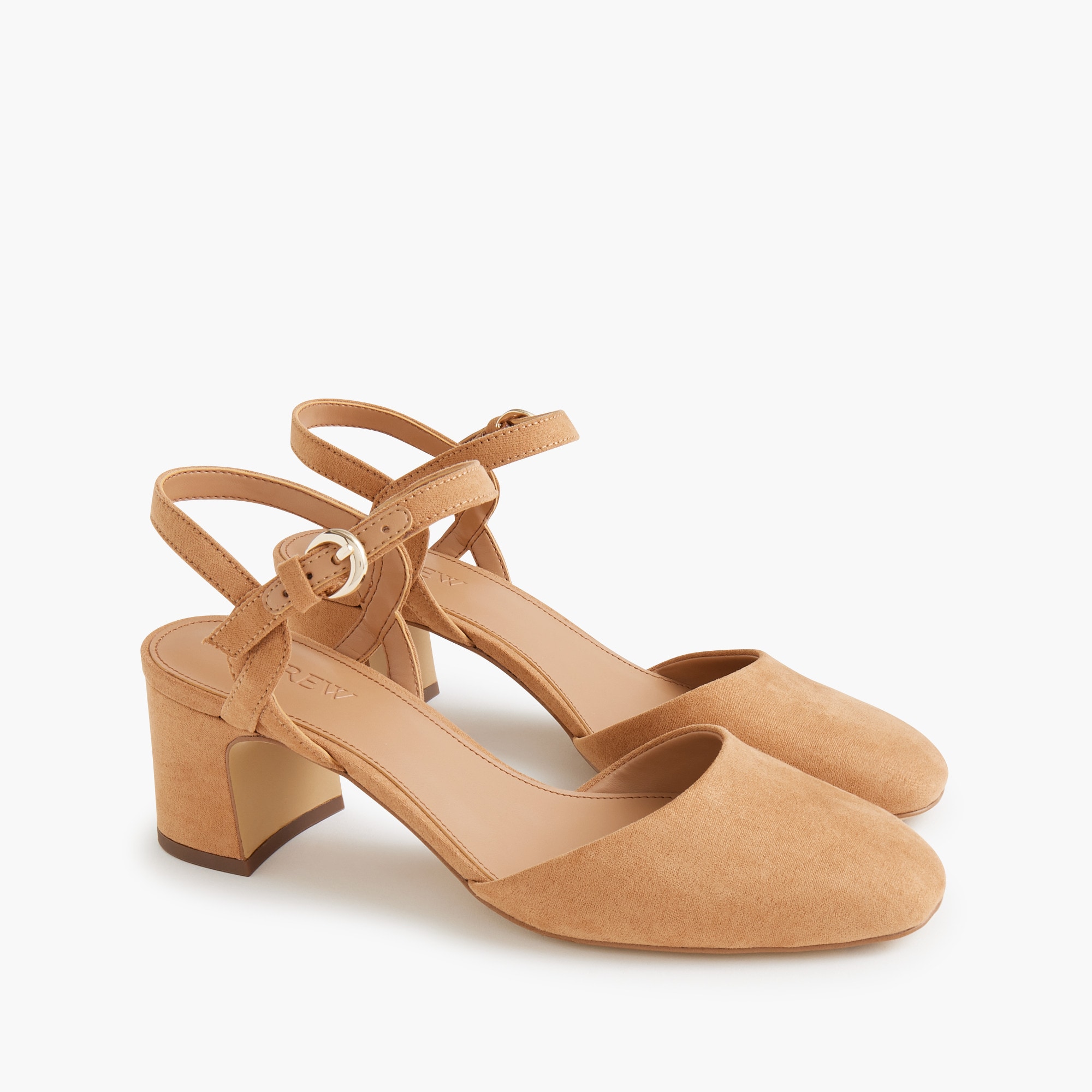 Microsuede ankle-strap heels