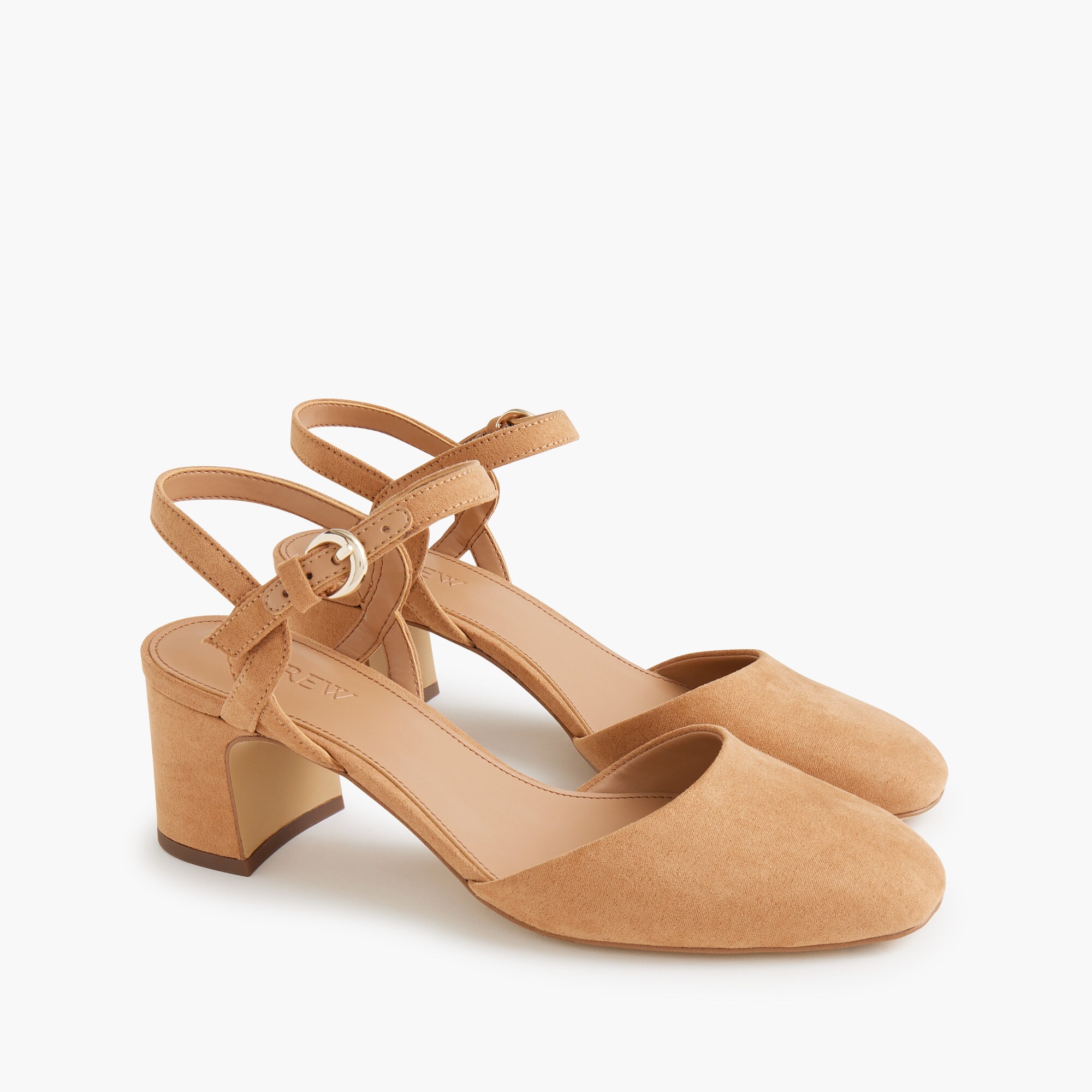 microsuede ankle-strap heels for women