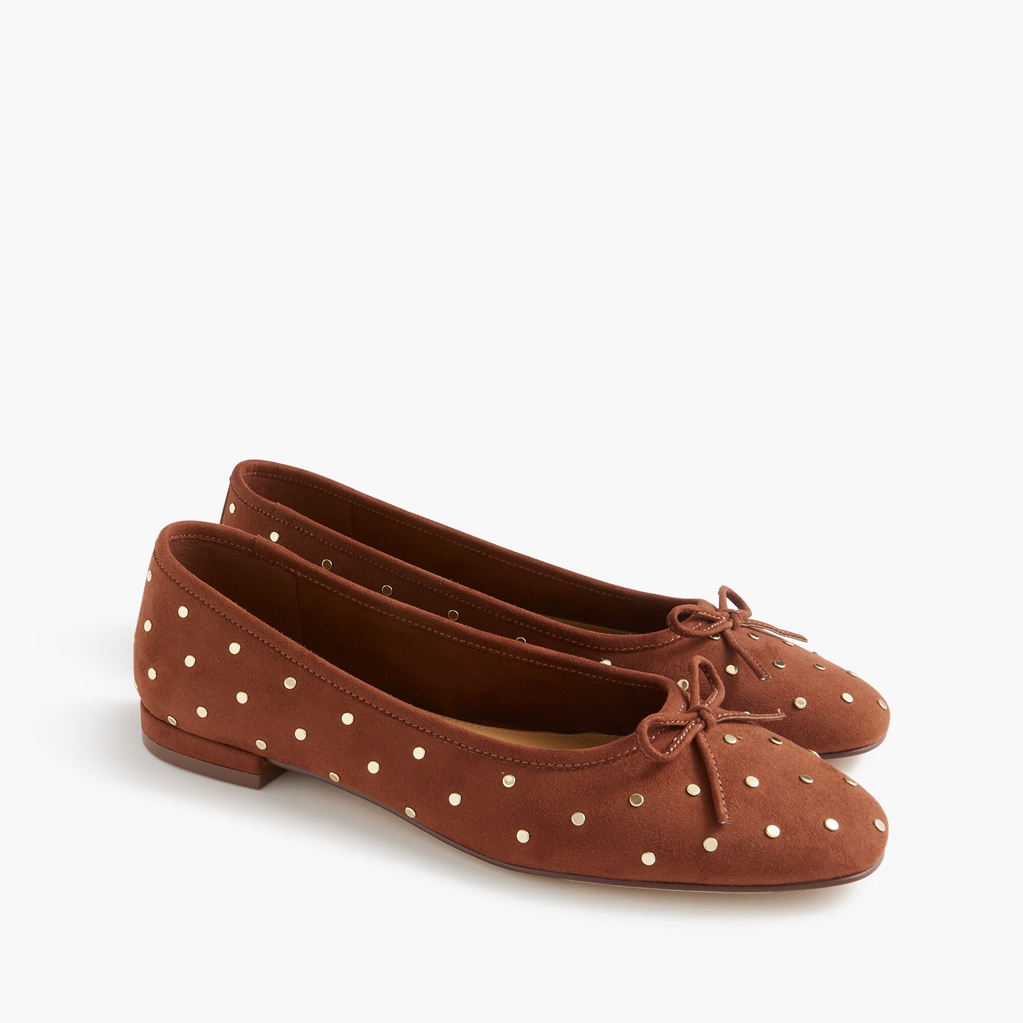 faux-suede studded ballet flats for women
