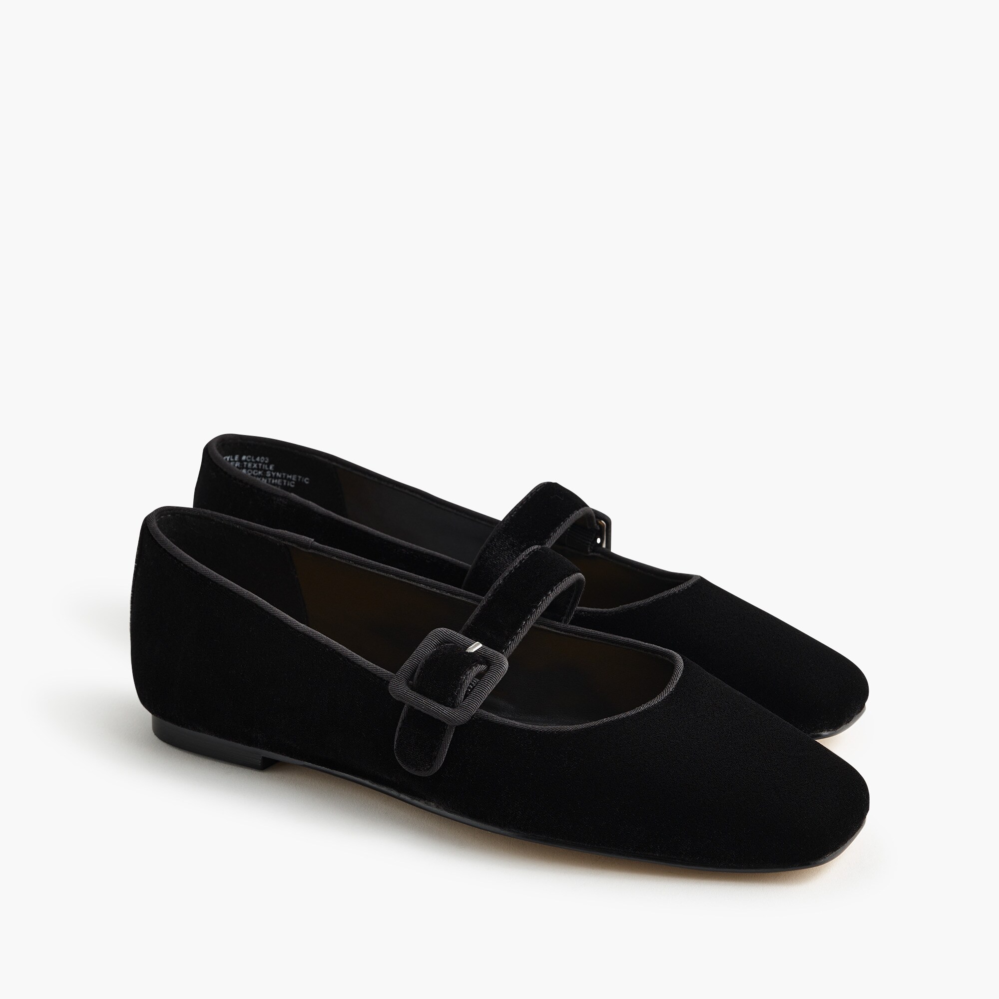velvety square-toe mary jane flats for women