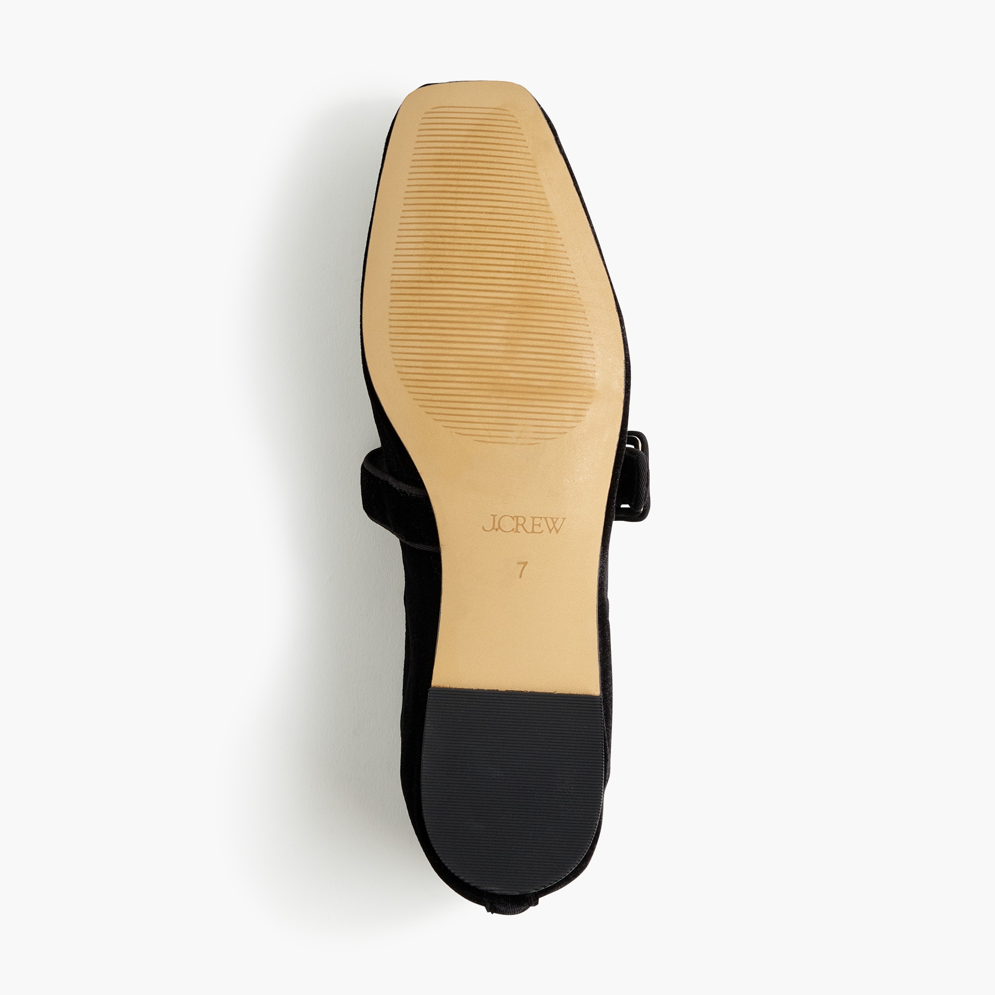 Velvety square-toe Mary Jane flats