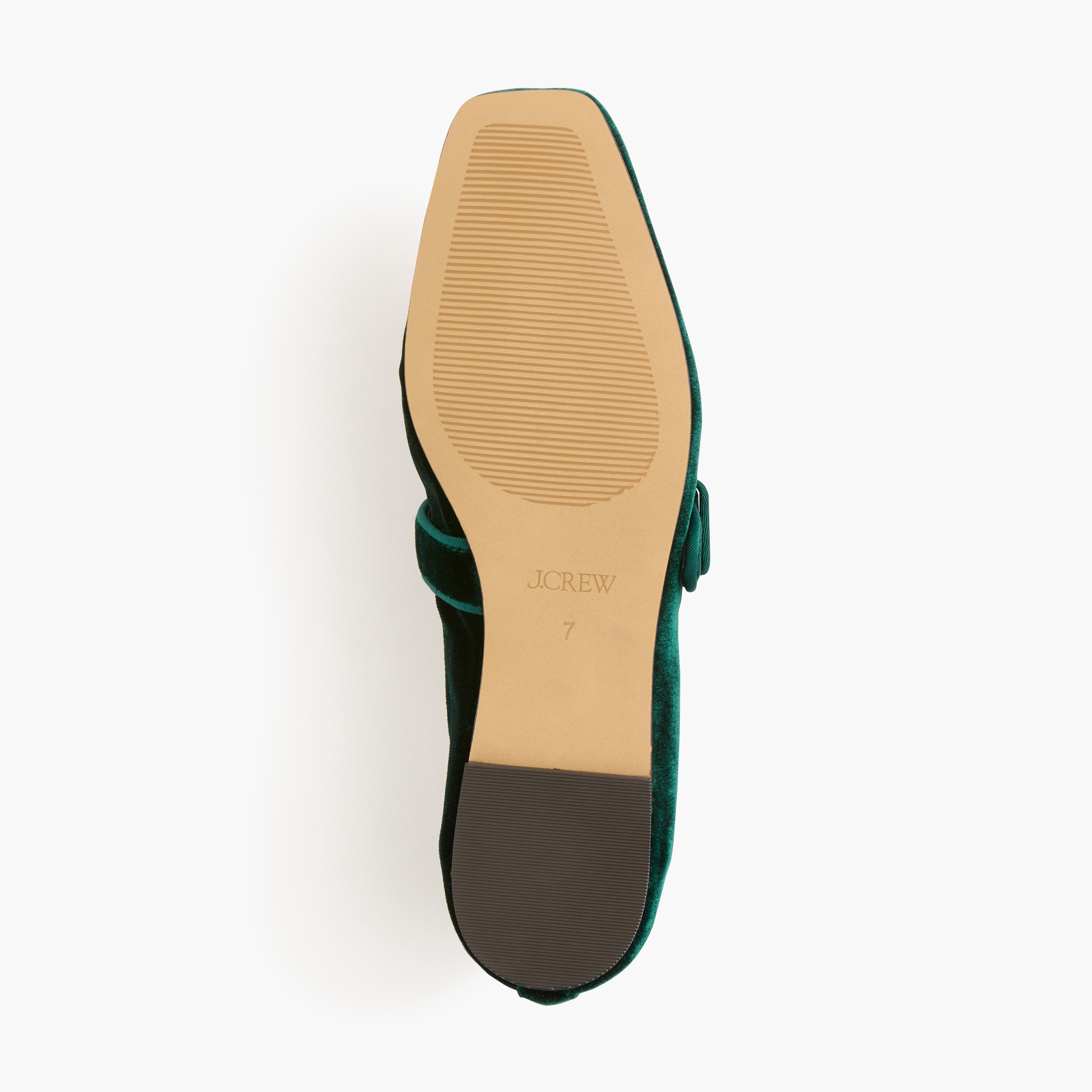 Velvety square-toe Mary Jane flats