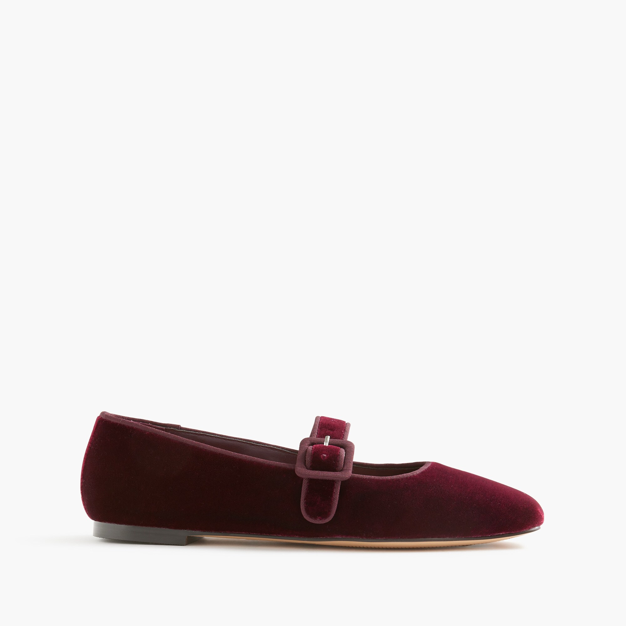 Velvety square-toe Mary Jane flats