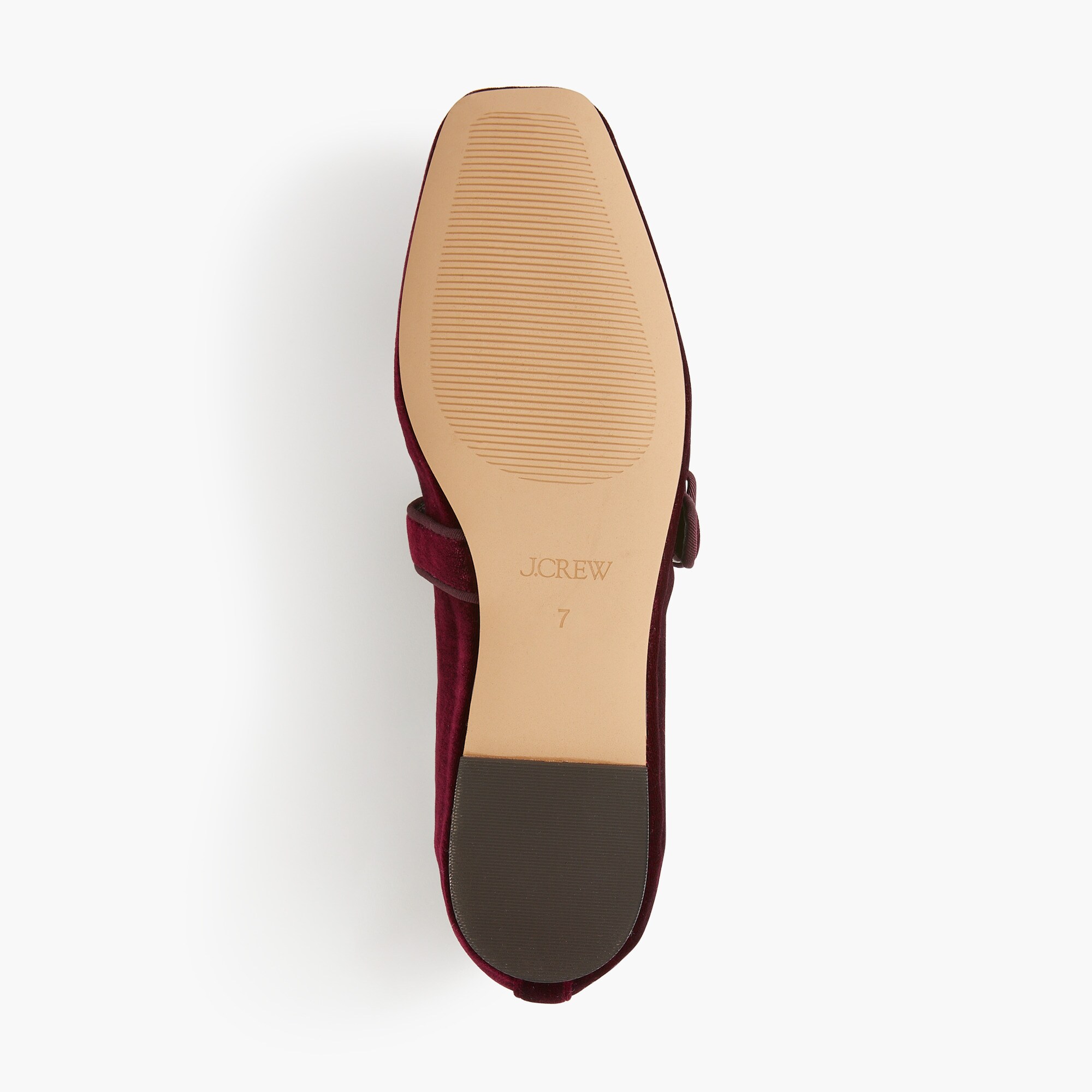 Velvety square-toe Mary Jane flats
