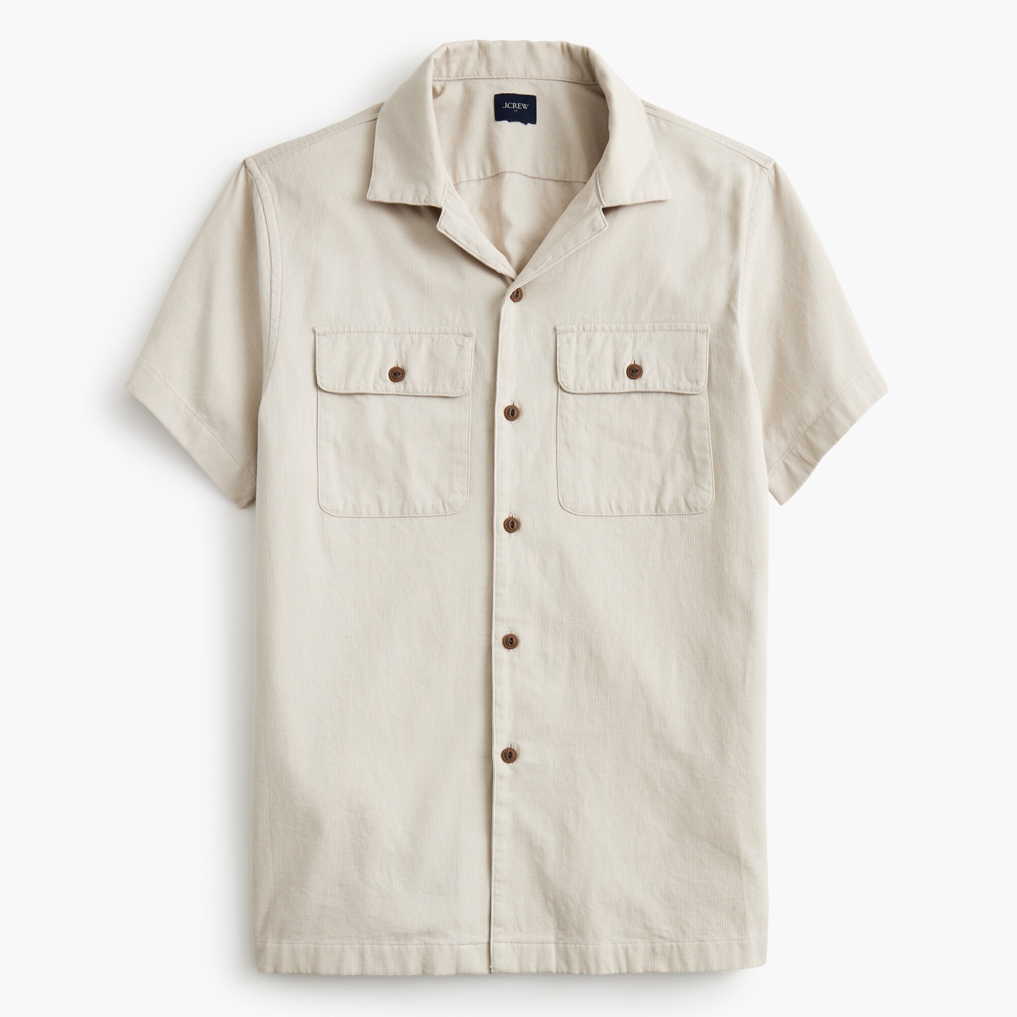 mens Short-sleeve textured corduroy camp shirt