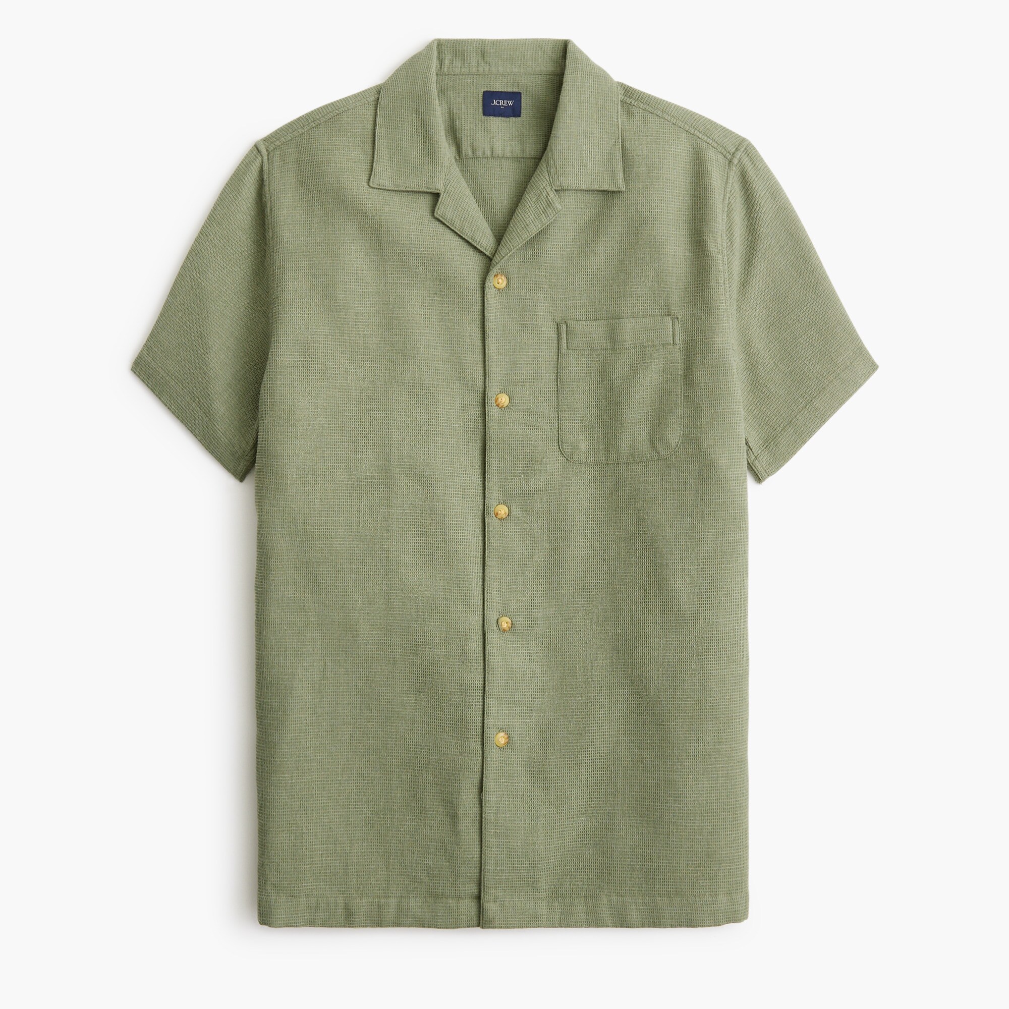  Short-sleeve waffle dobby camp shirt