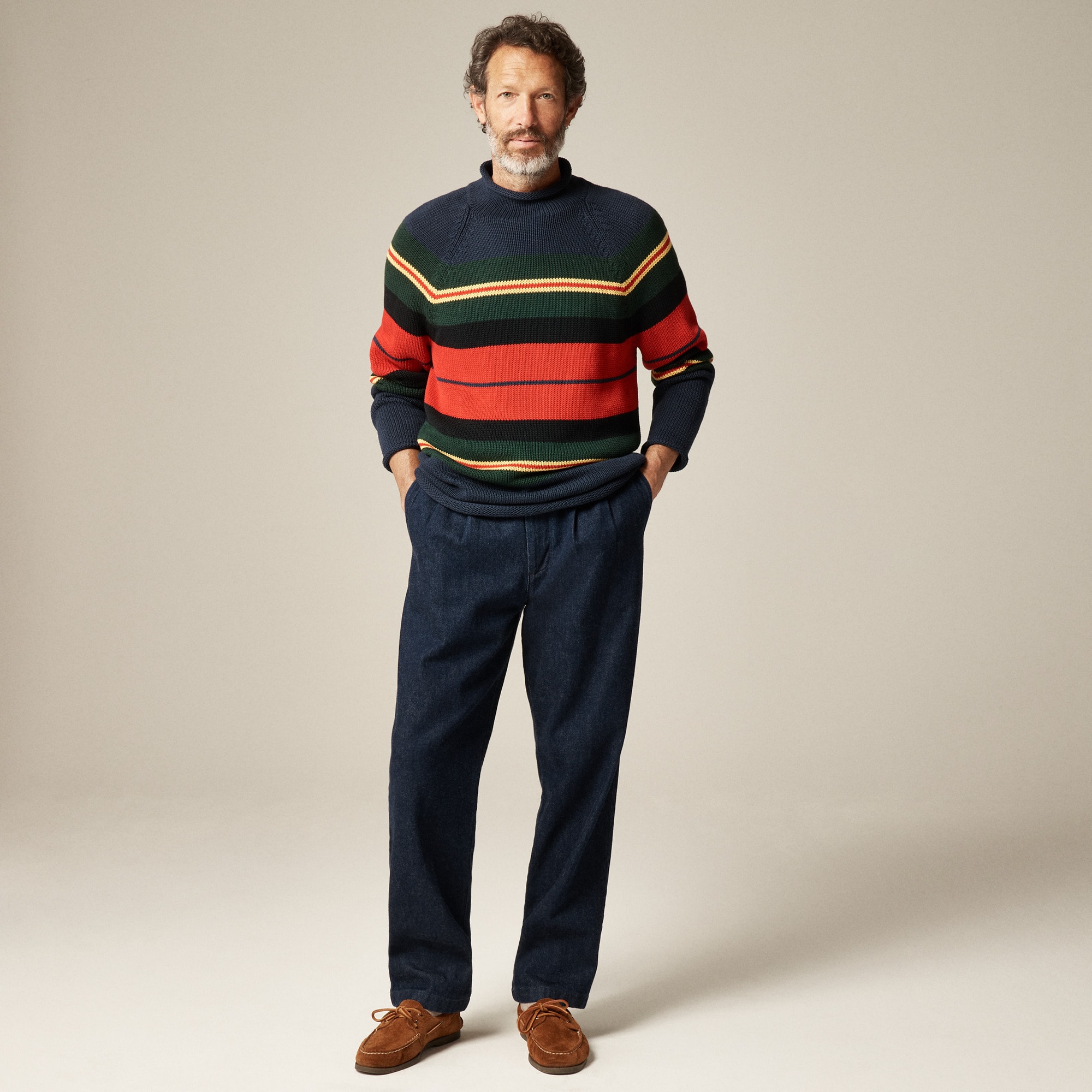  1988 Rollneck&trade; sweater in cotton rugby stripe