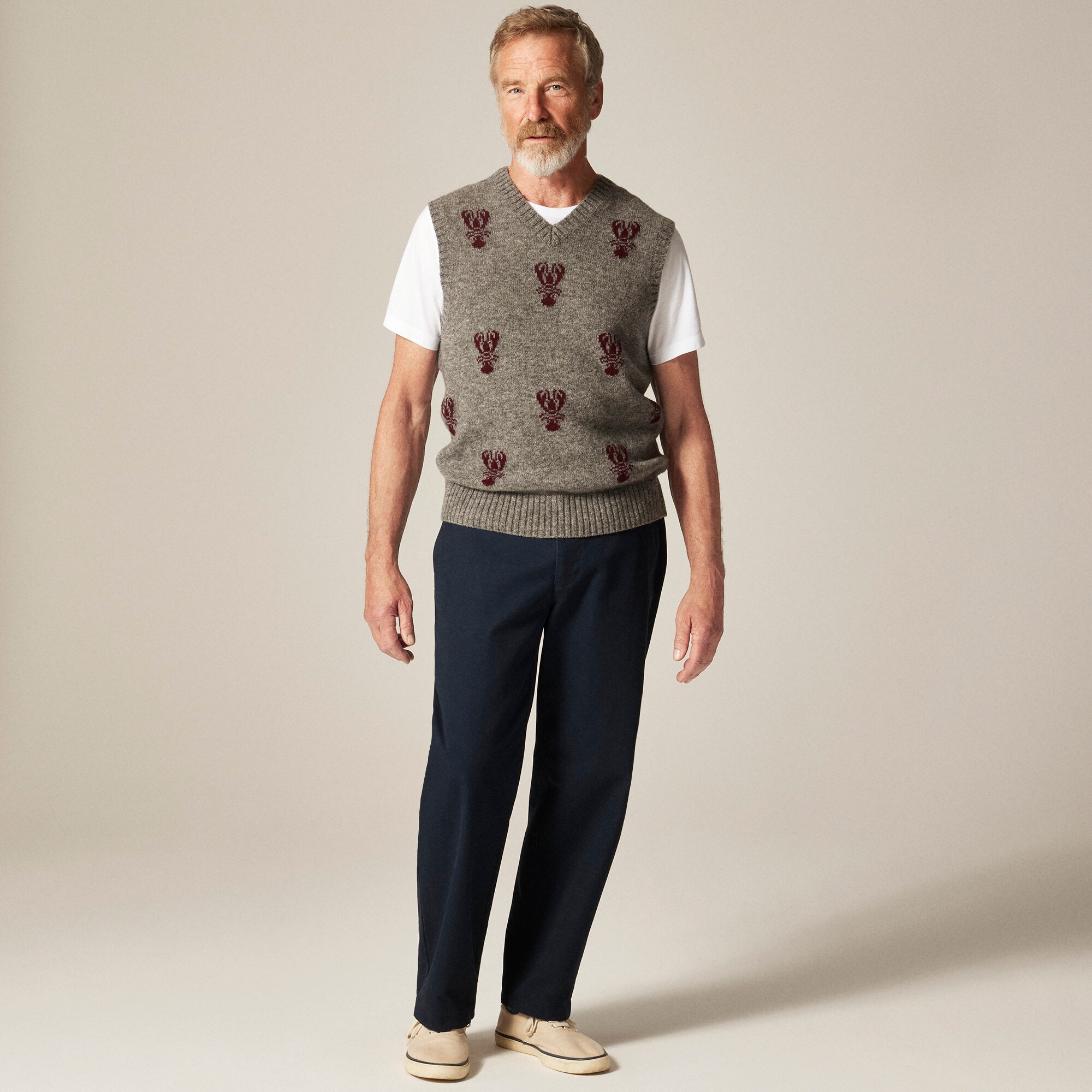 Wool sweater-vest in lobster