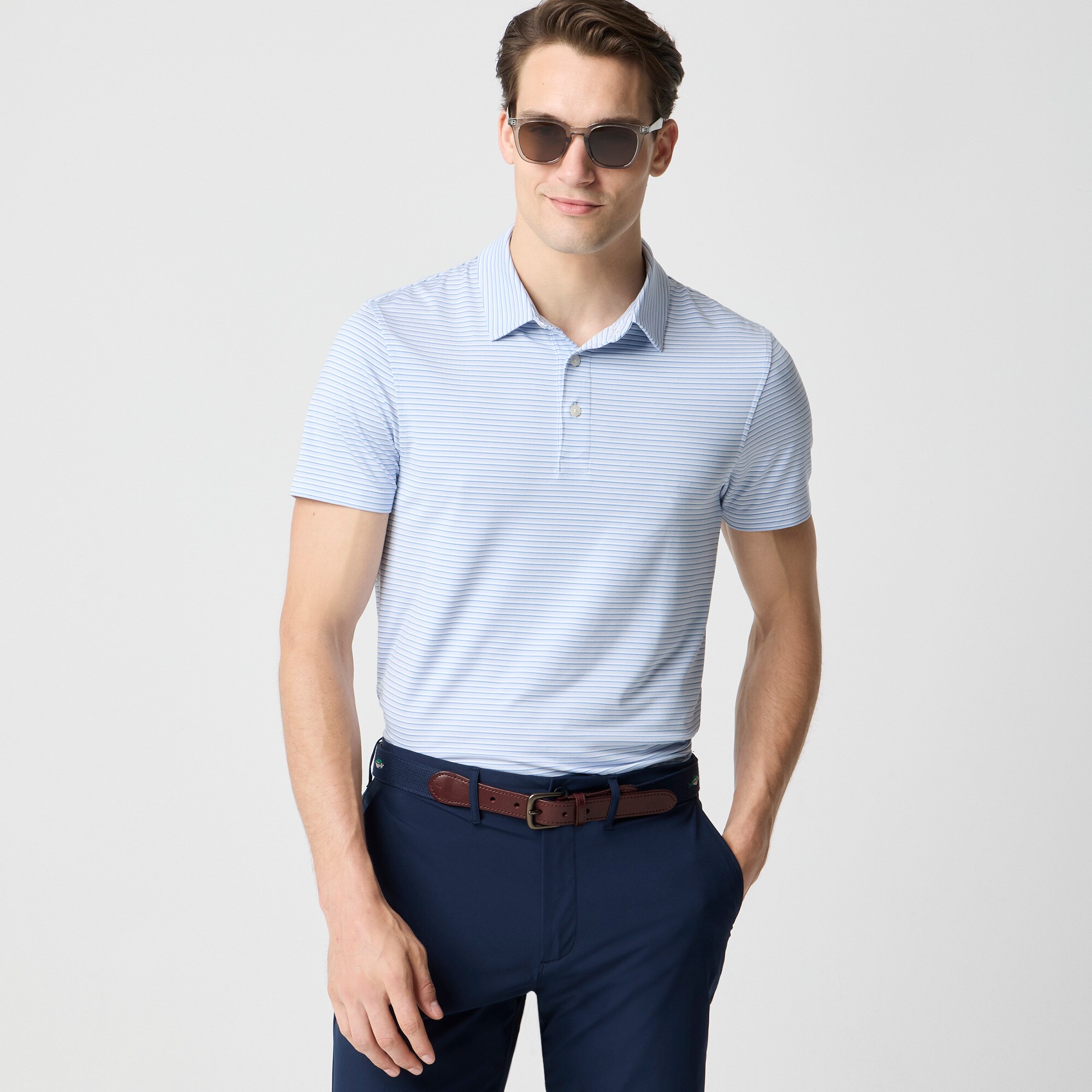 Striped performance polo shirt
