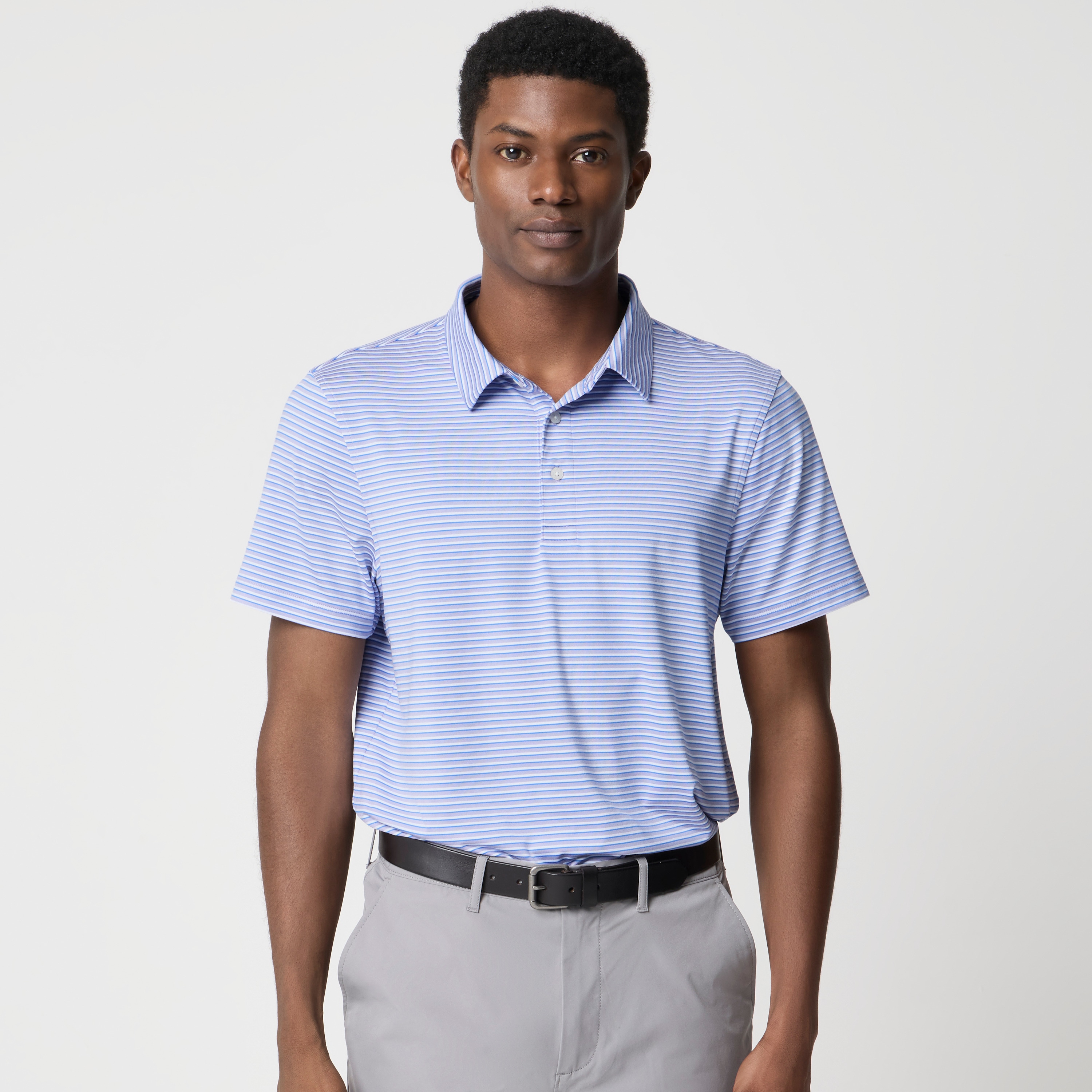 Striped performance polo shirt