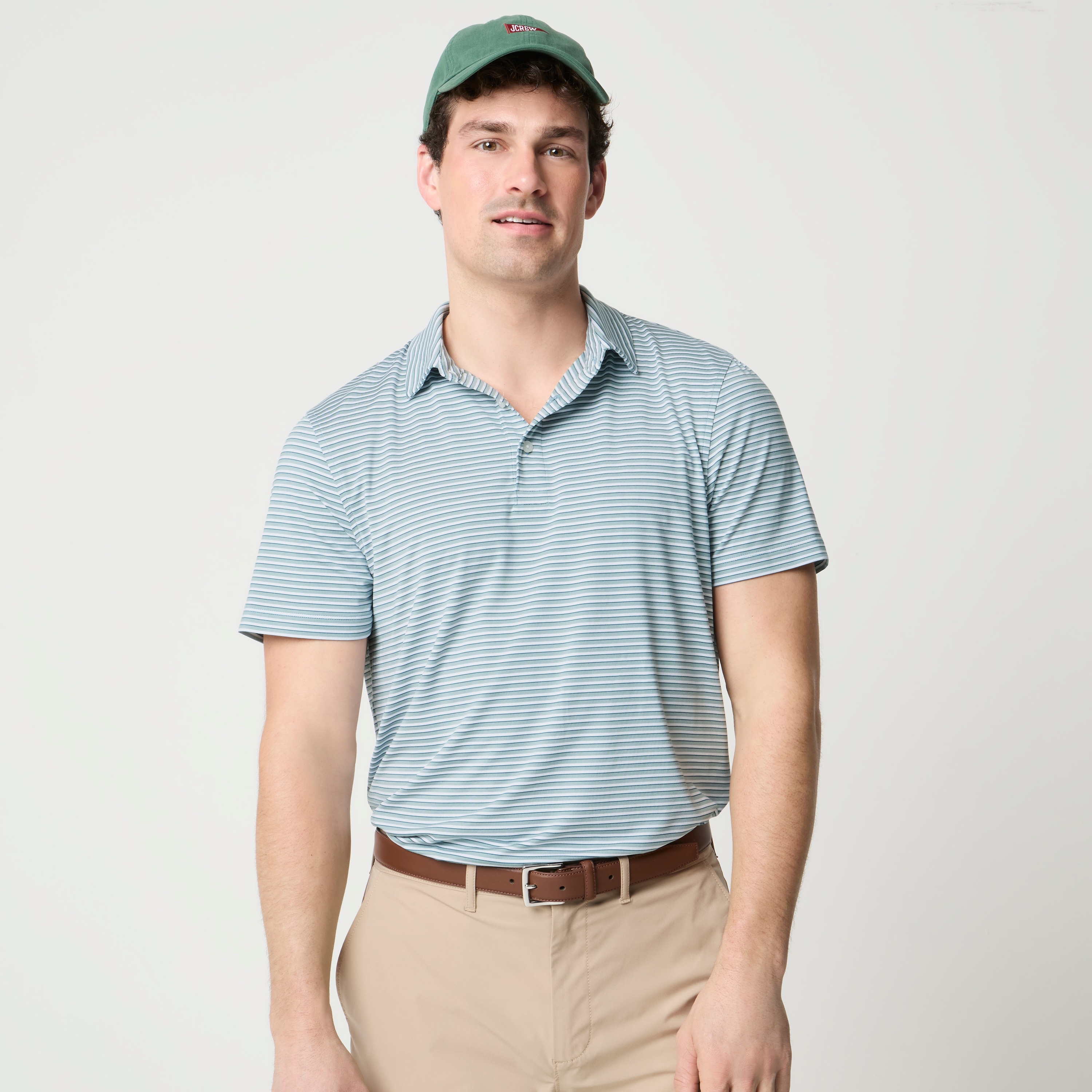 Striped performance polo shirt