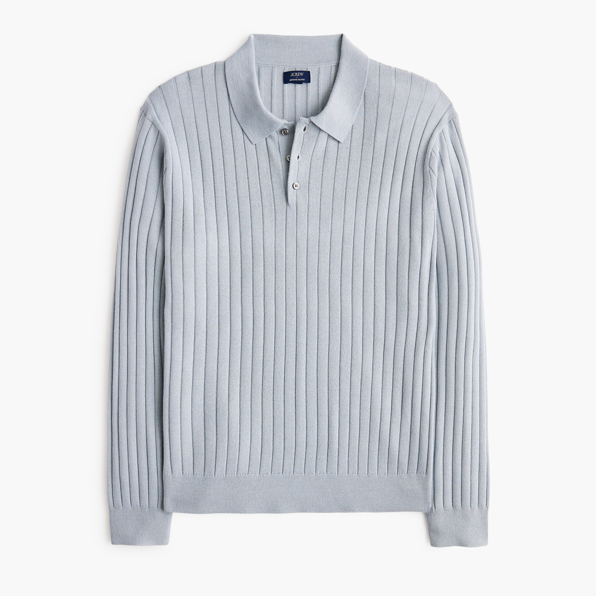 Long-sleeve merino wool-blend sweater-polo