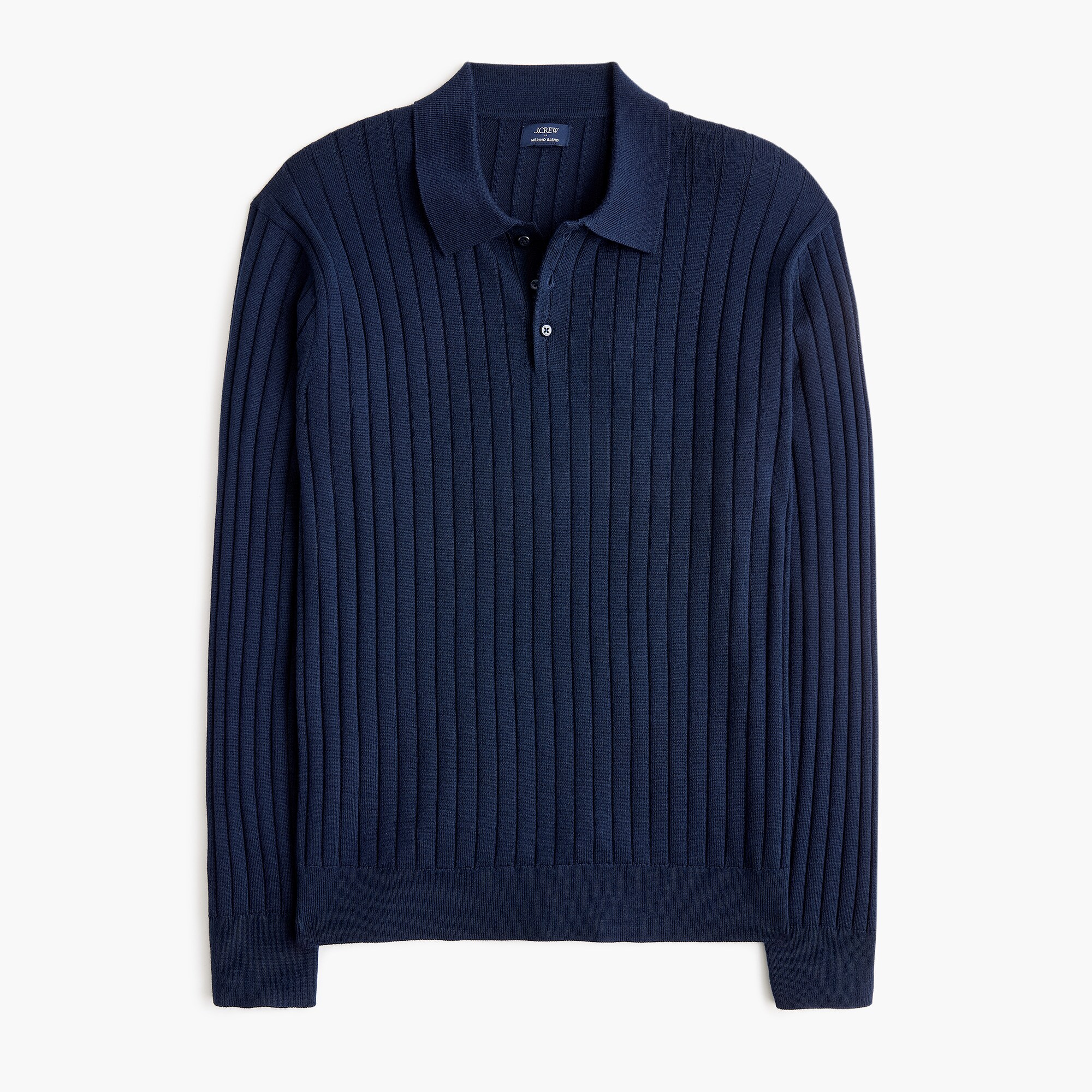 Long-sleeve Merino Wool-blend Sweater-polo For Men | Factory