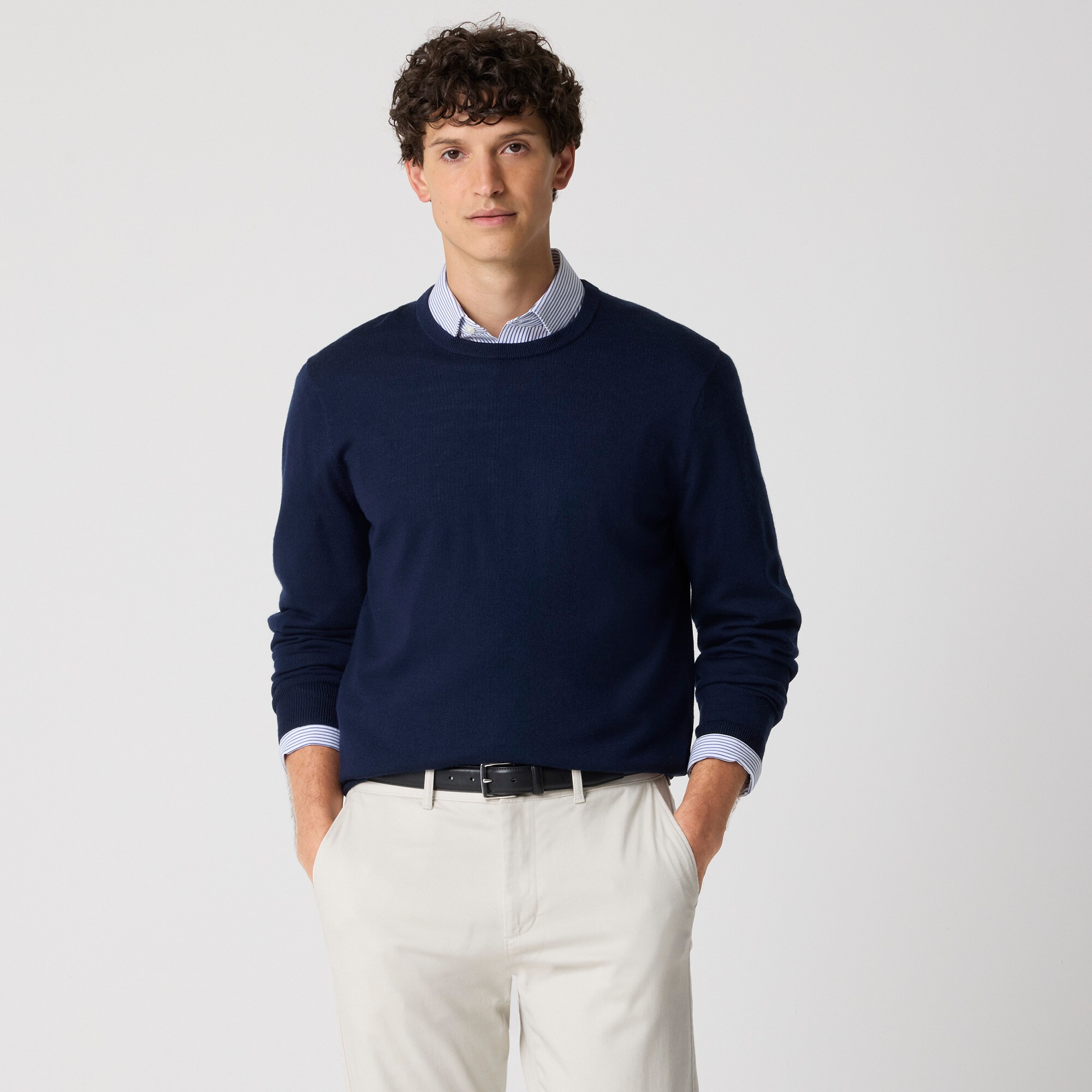 mens Merino wool-blend crewneck sweater
