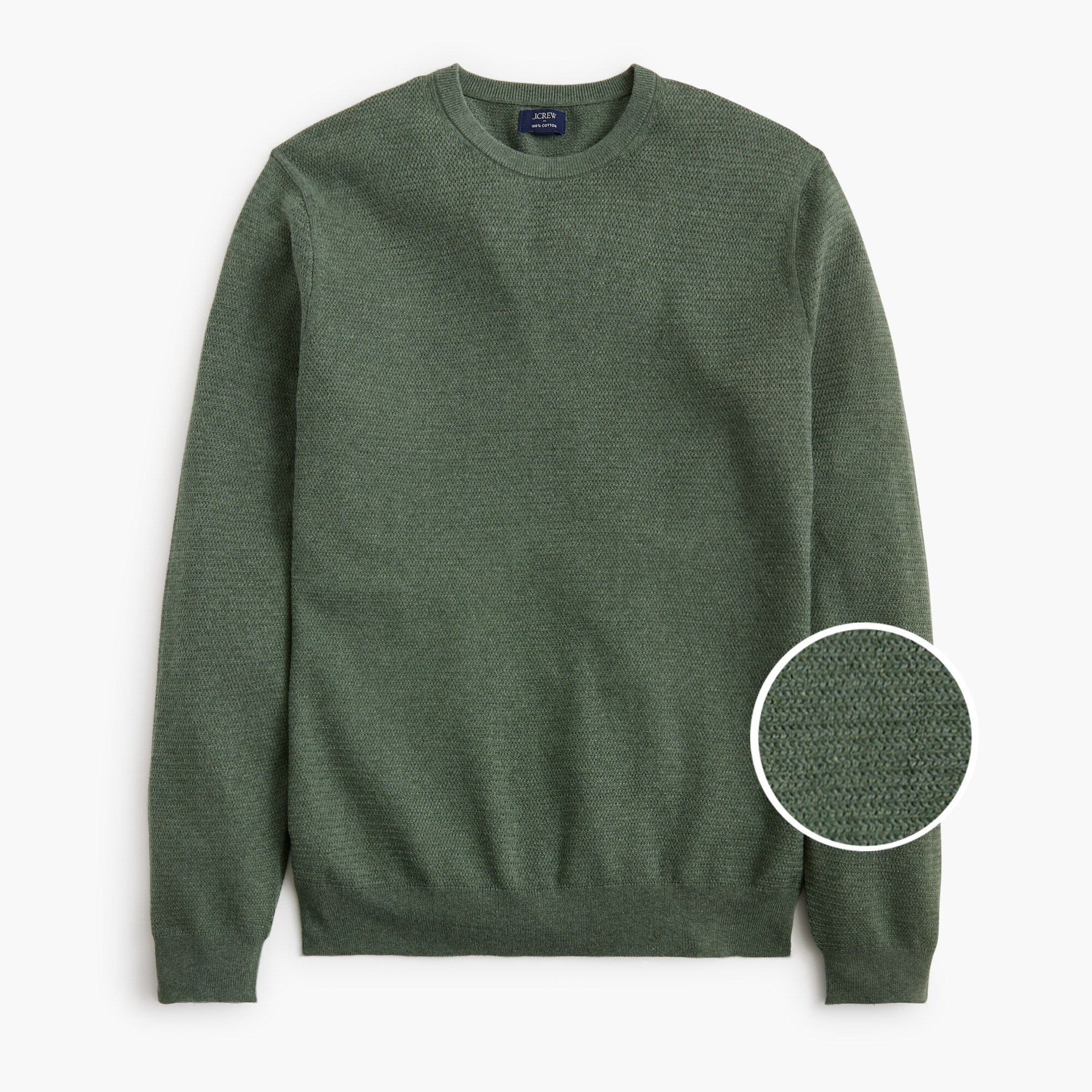 Long-sleeve basketweave crewneck sweater