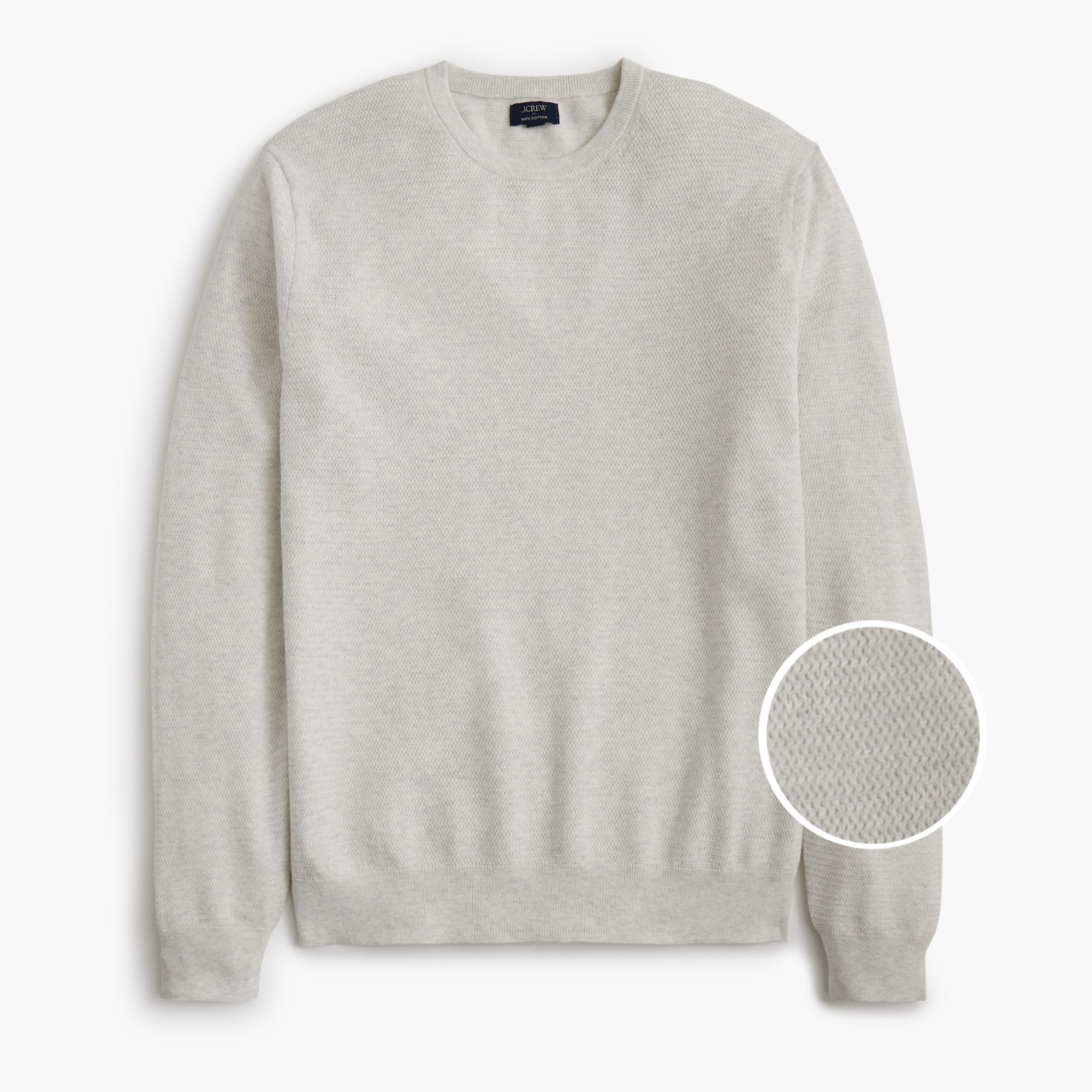 Long-sleeve basketweave crewneck sweater