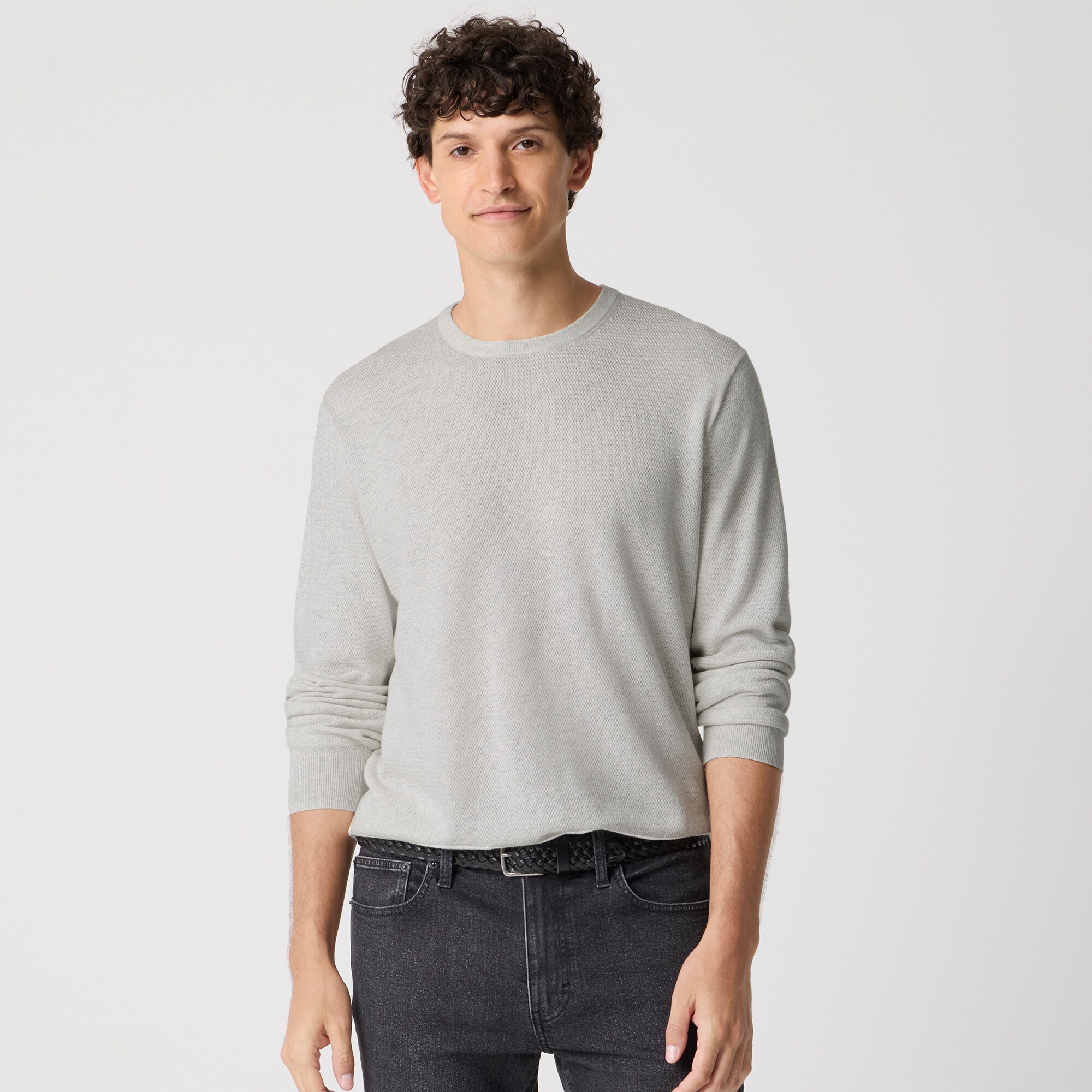 Long-sleeve Basketweave Crewneck Sweater For Men | Factory