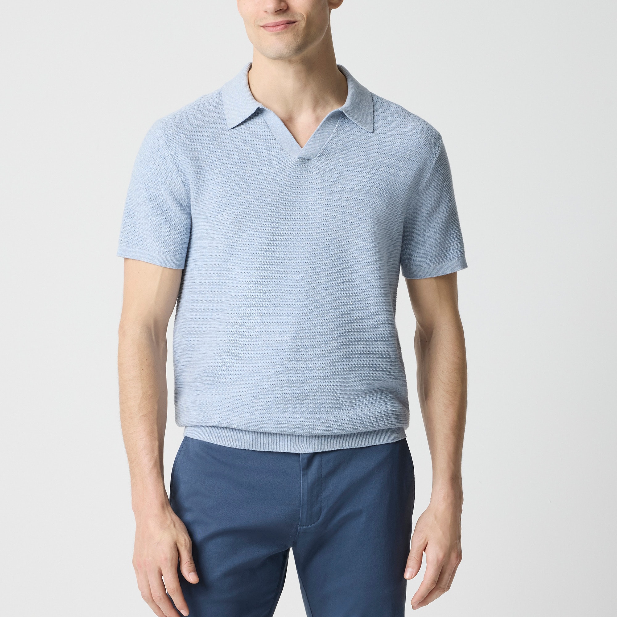  Textured johnny-collar sweater-polo