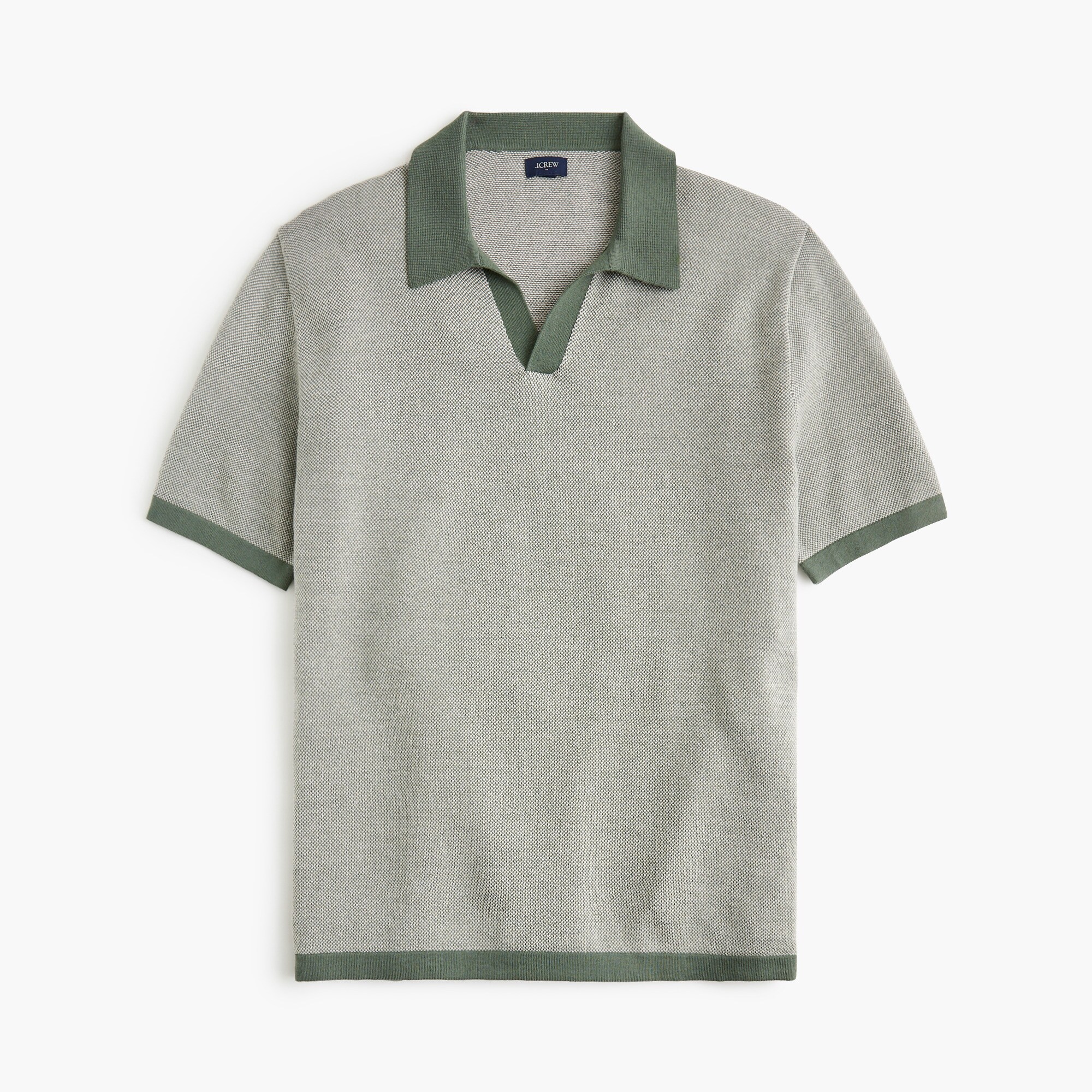 Merino wool-blend johnny-collar sweater-polo