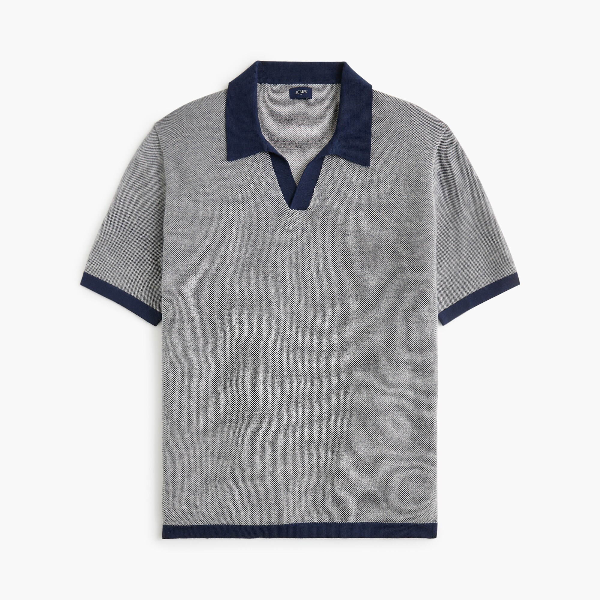 Merino wool-blend johnny-collar sweater-polo