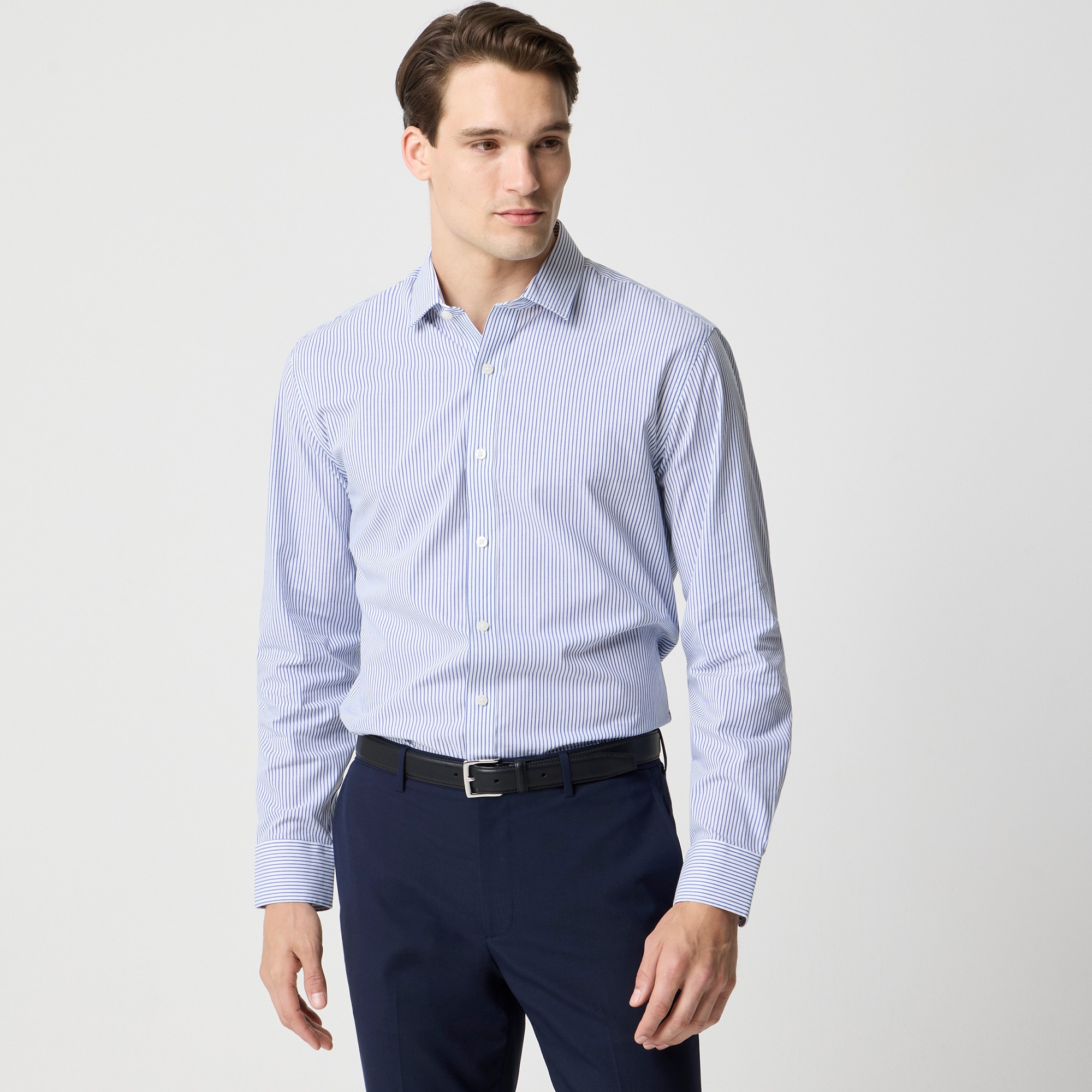 slim fit dress slacks Mens 100% Cotton Blue Check Spread Collar Wrinkle Free Slim Fit Dress Shirt, 16 / 34/35