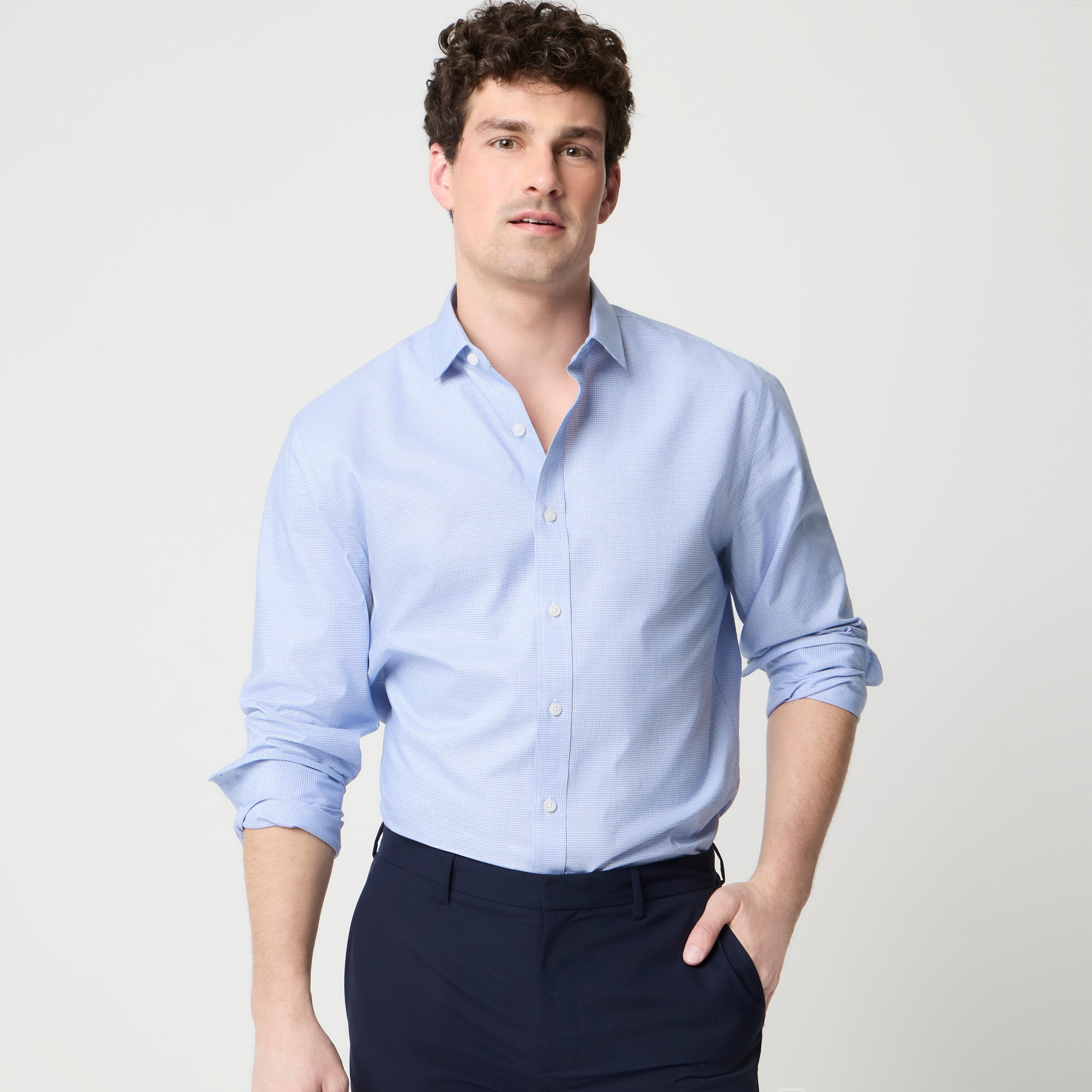 Wrinkle-free dobby dress shirt
