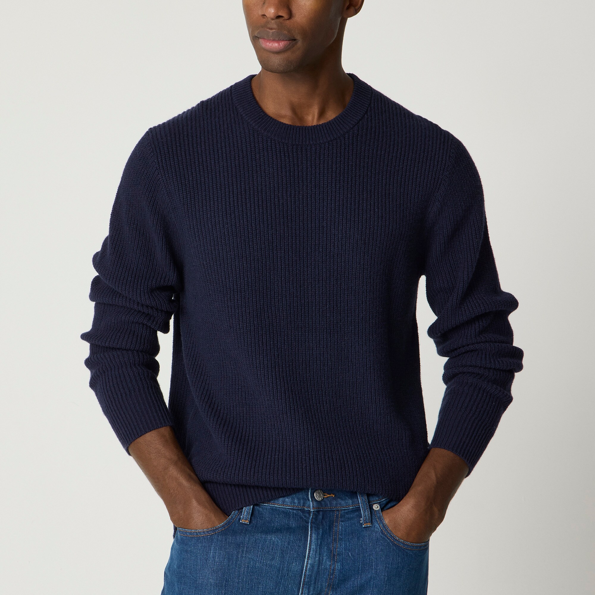 mens Shaker-stitch crewneck sweater