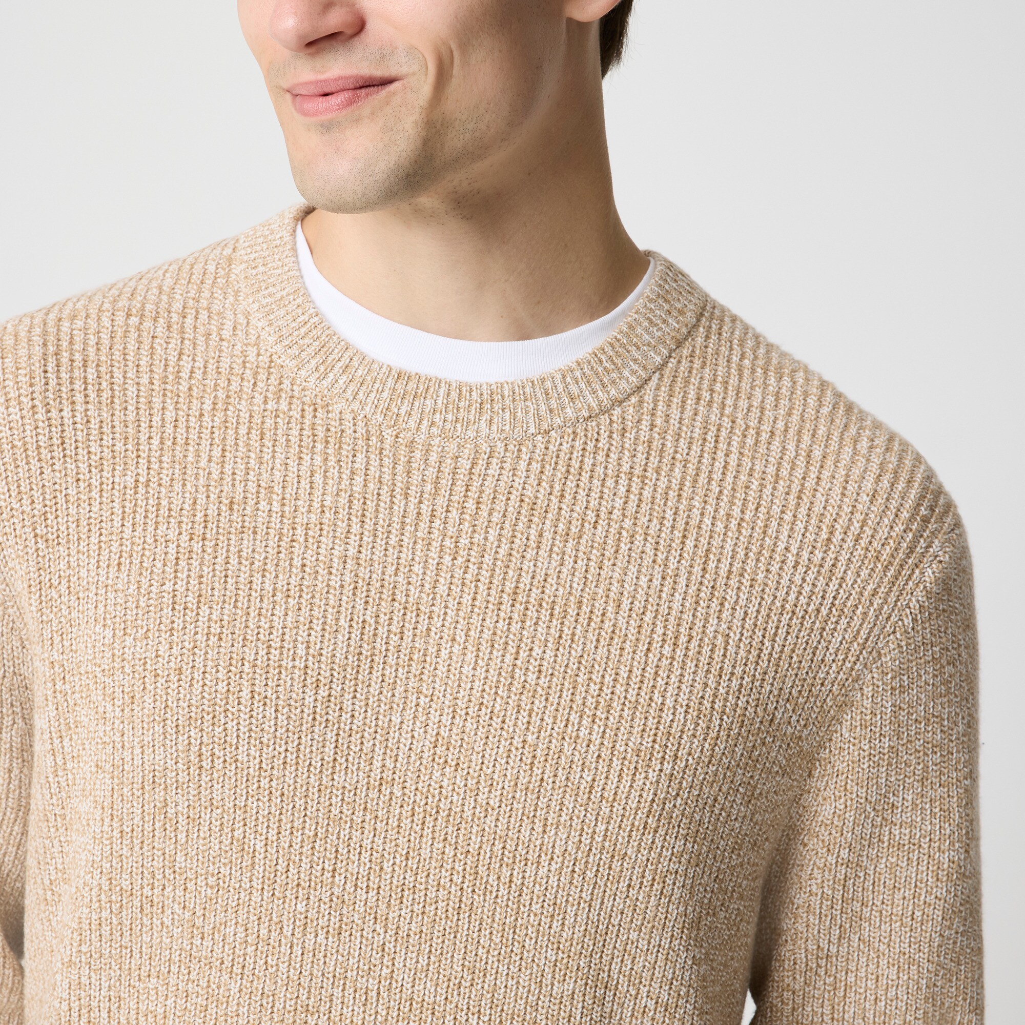 Shaker-stitch crewneck sweater