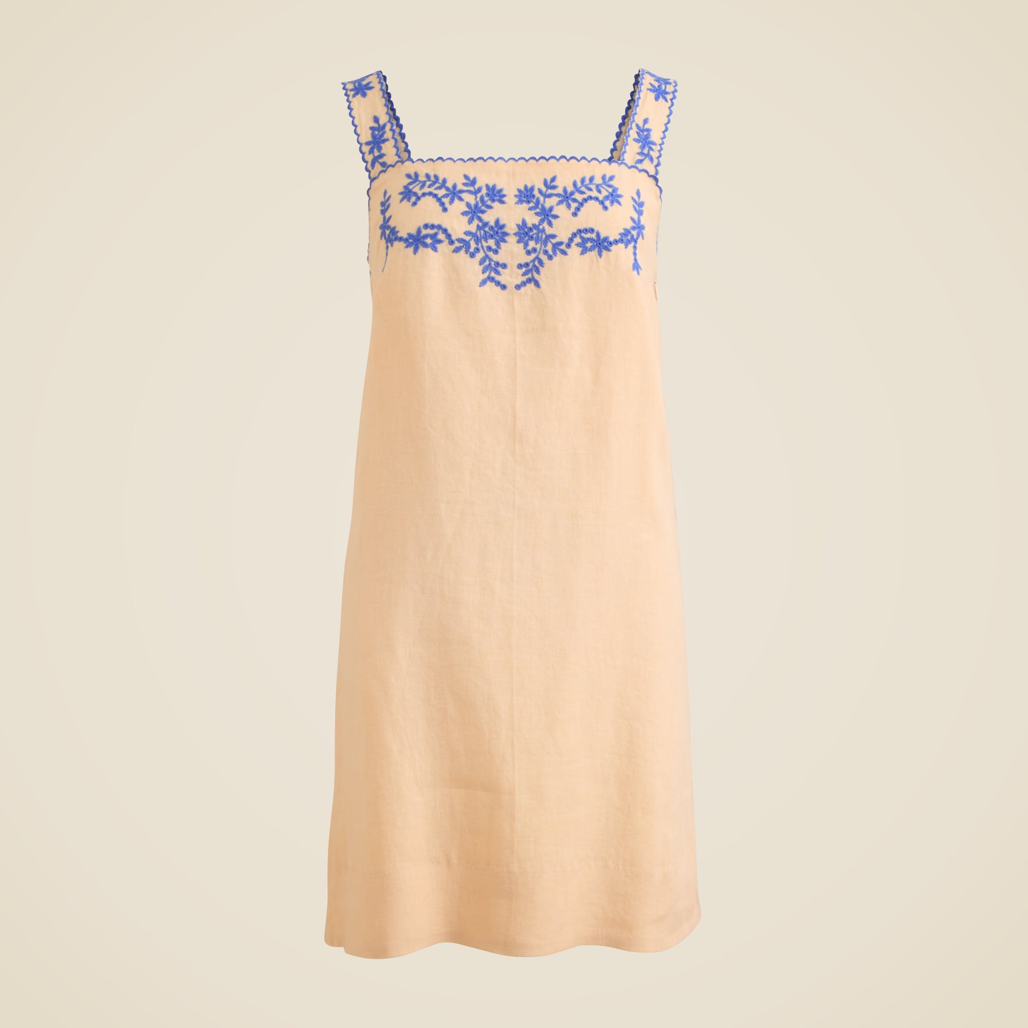 Embroidered Linen Shift Dress For Women | J.Crew