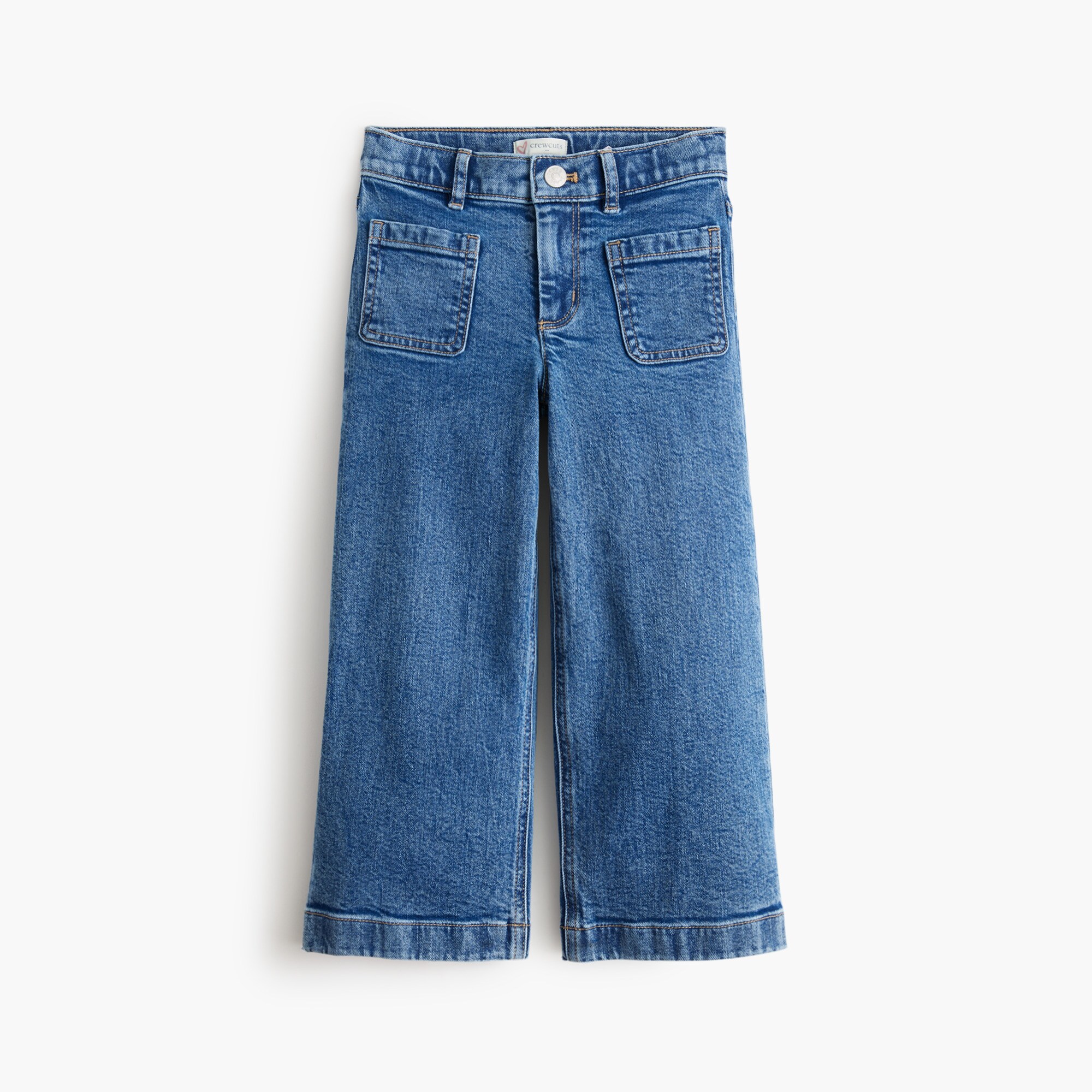 Girls' wide-leg patch-pocket jean