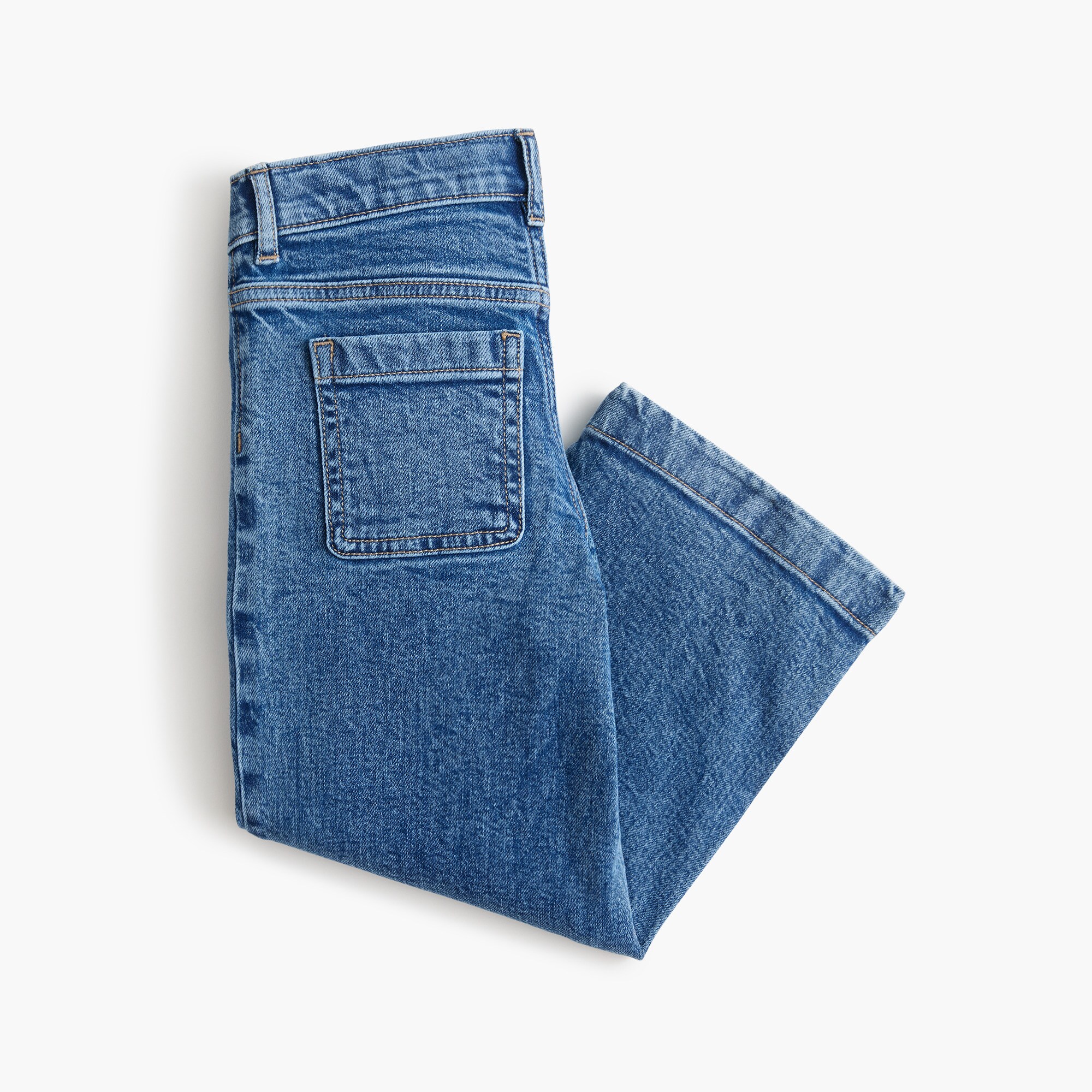 Girls' wide-leg patch-pocket jean