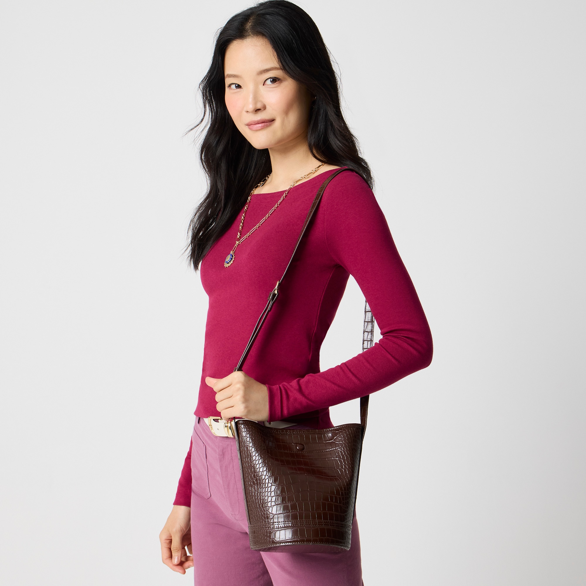 Croc crossbody bucket bag