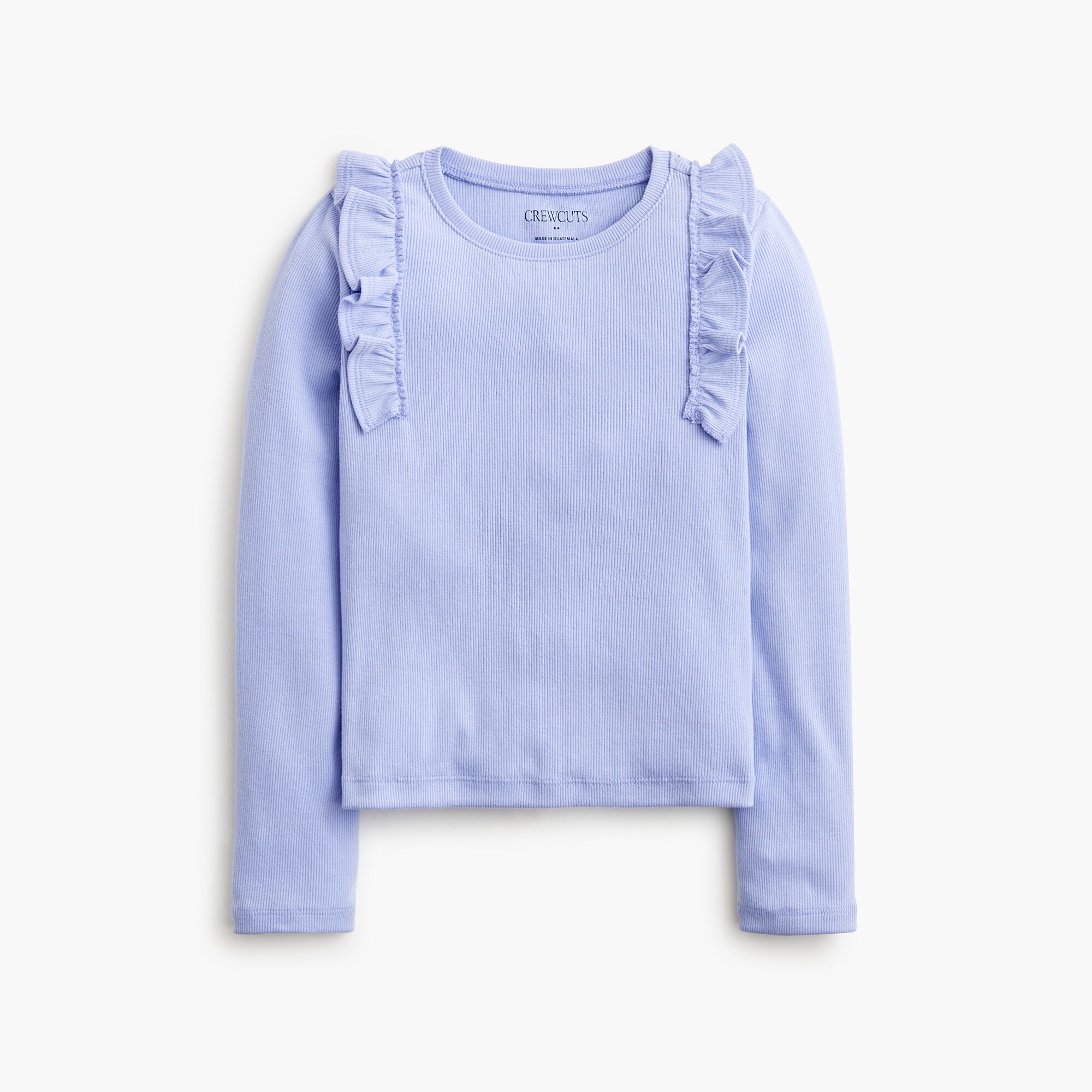  Girls' long-sleeve ruffle tee