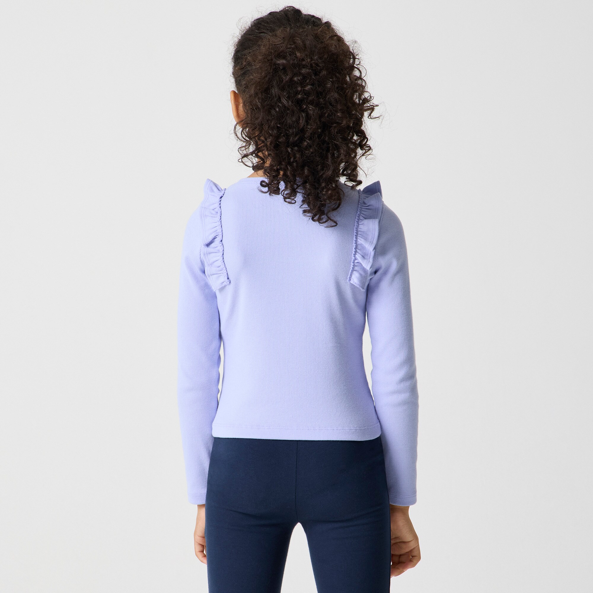 Girls' long-sleeve ruffle tee