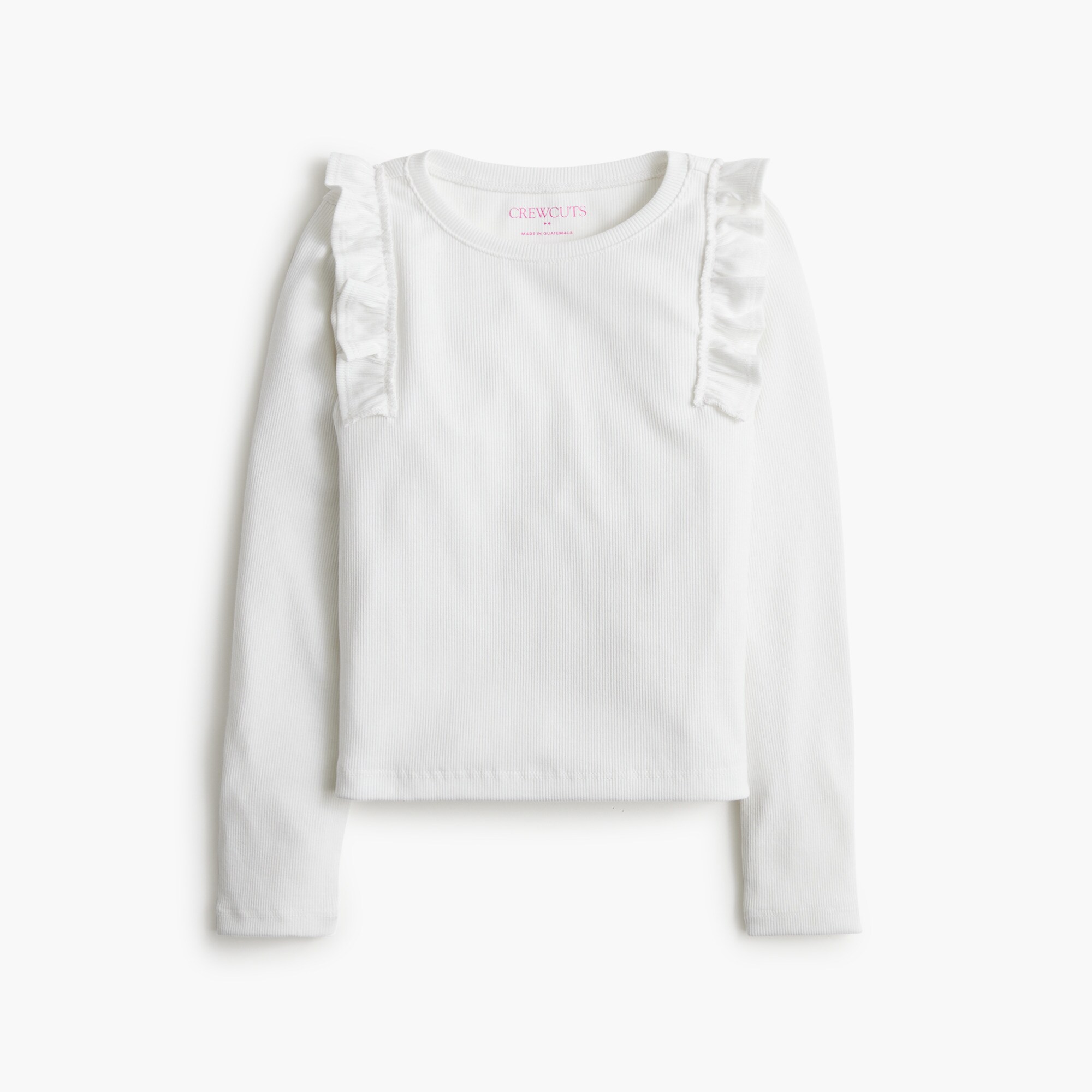  Girls' long-sleeve ruffle tee