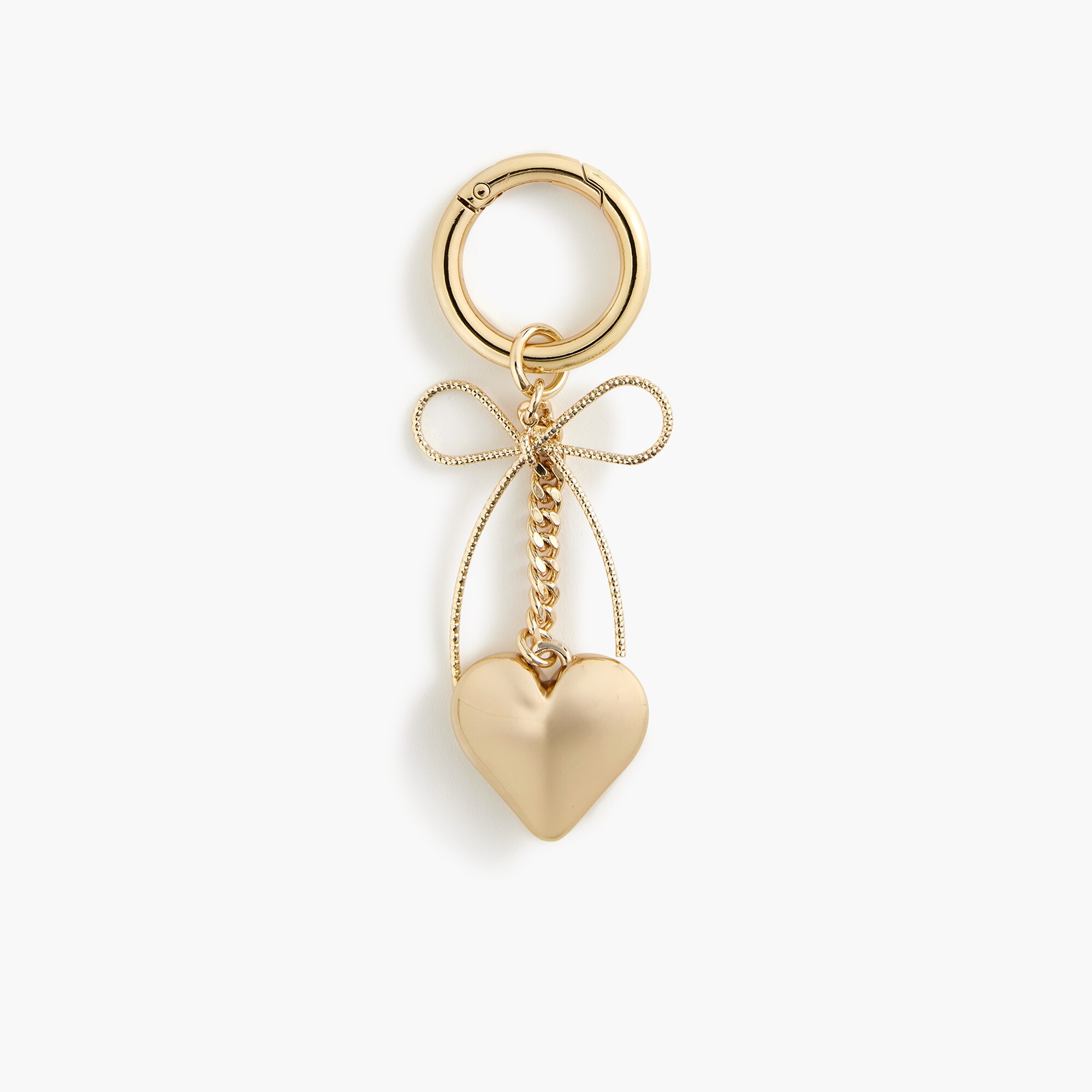 gold heart bag charm for women