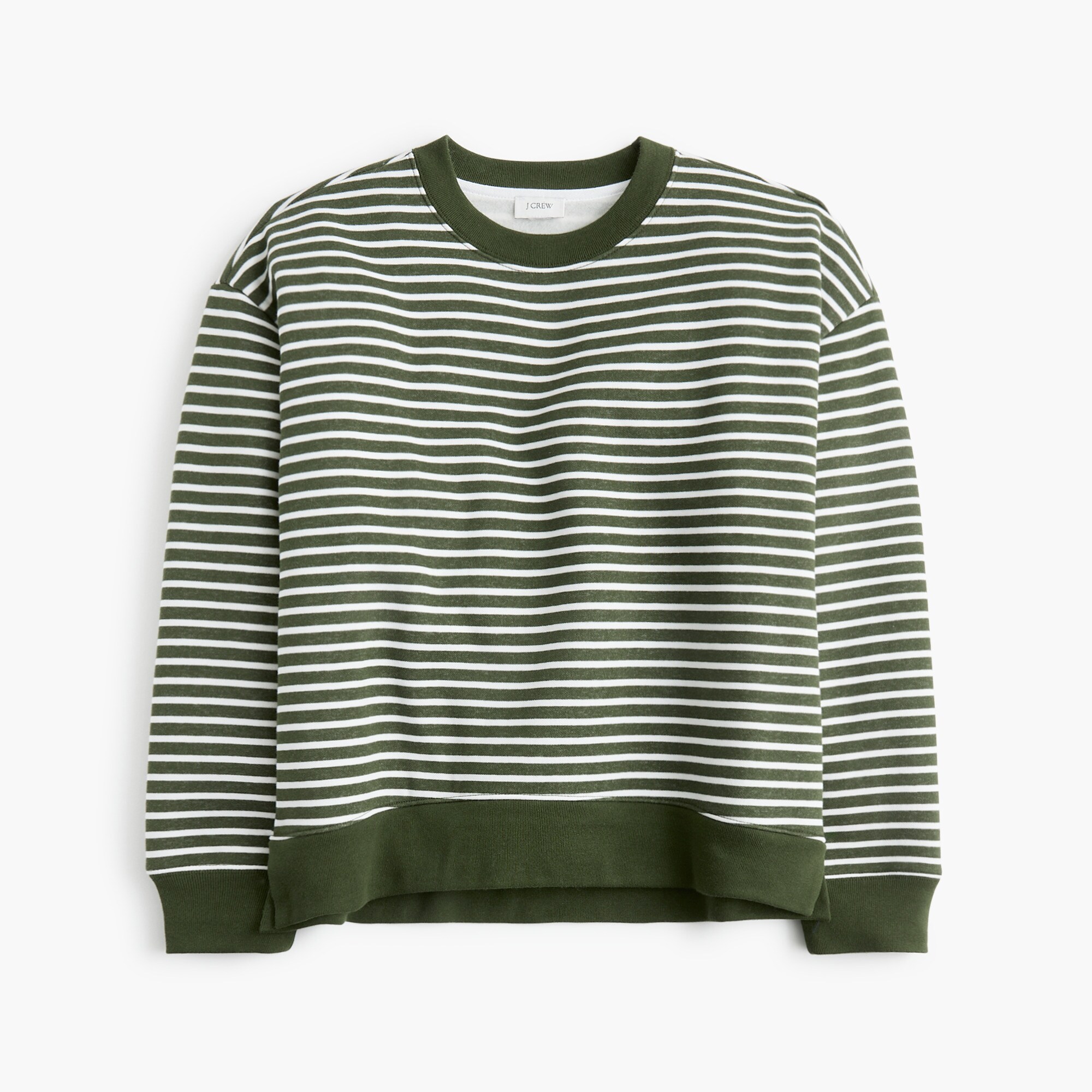 Striped crewneck pullover sweatshirt