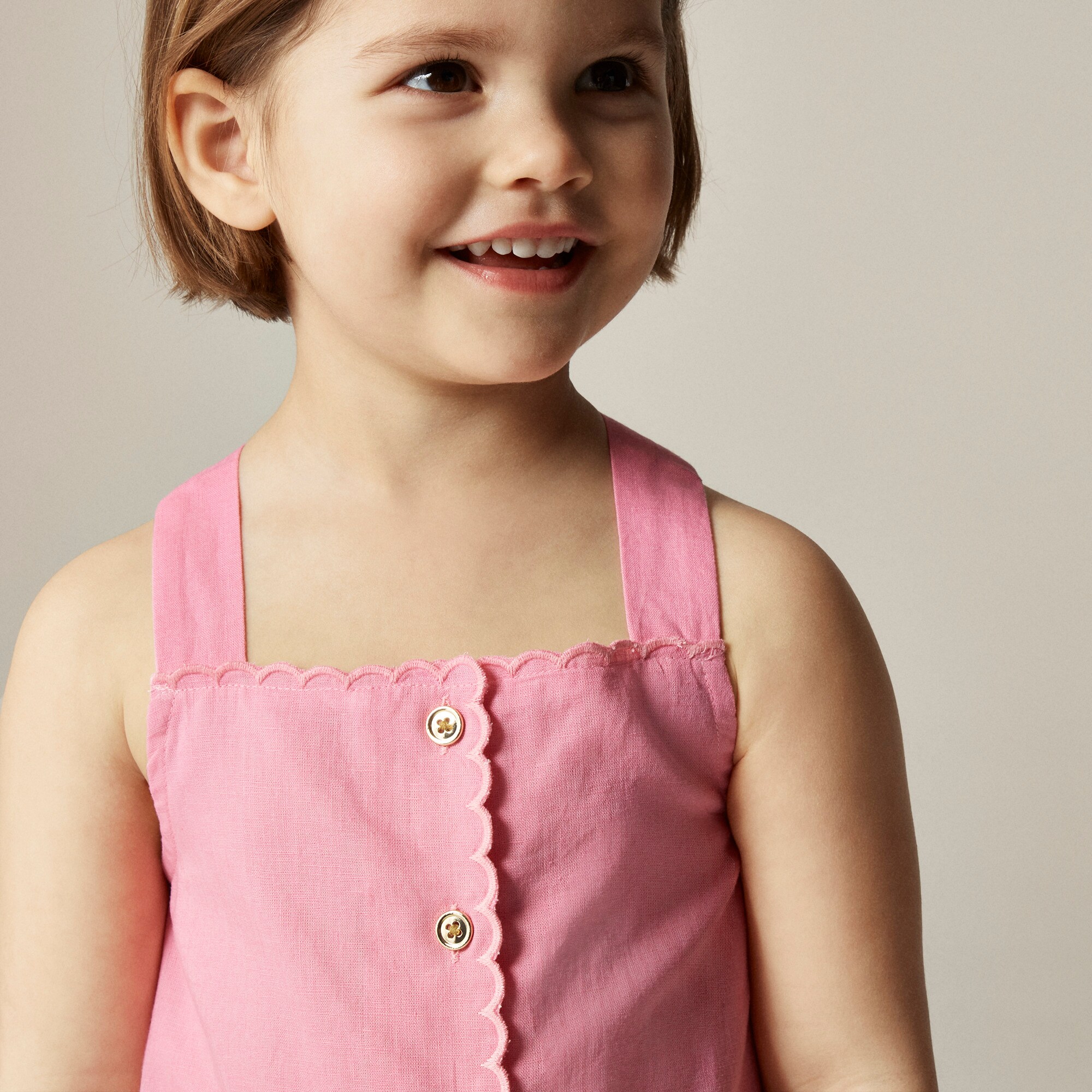Girls' firework dress in linen-cotton blend