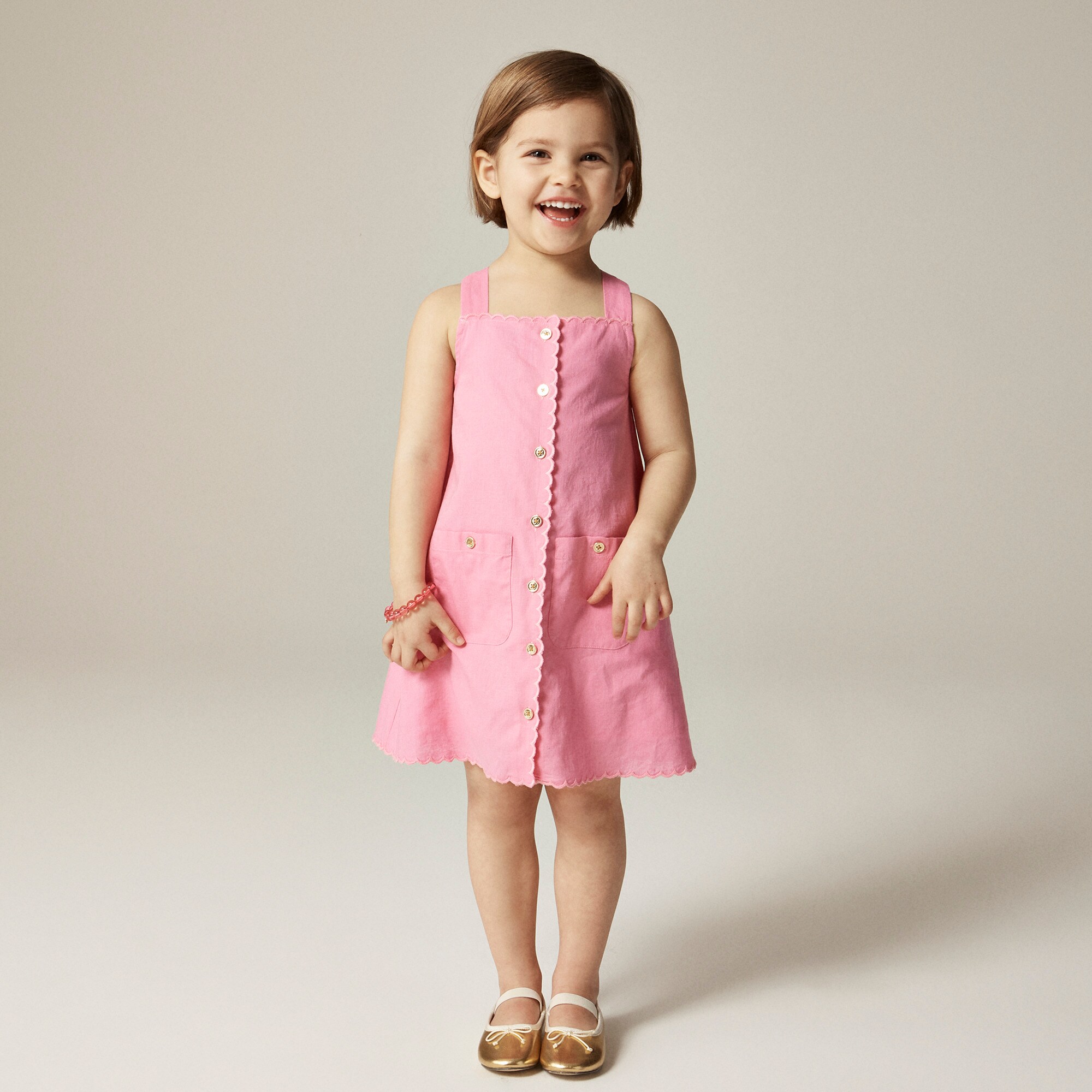 Girls' firework dress in linen-cotton blend