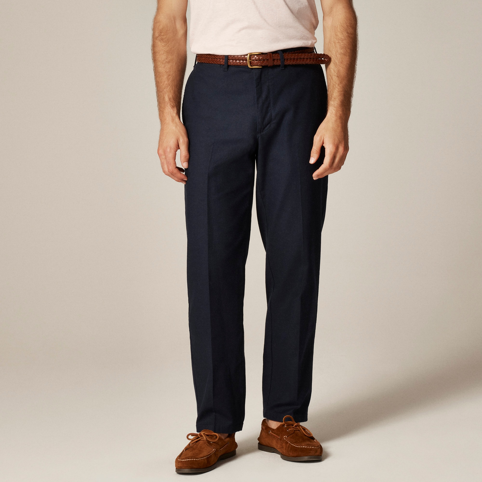 Straight-fit Creased Stretch Cotton-blend Twill Trouser For Men