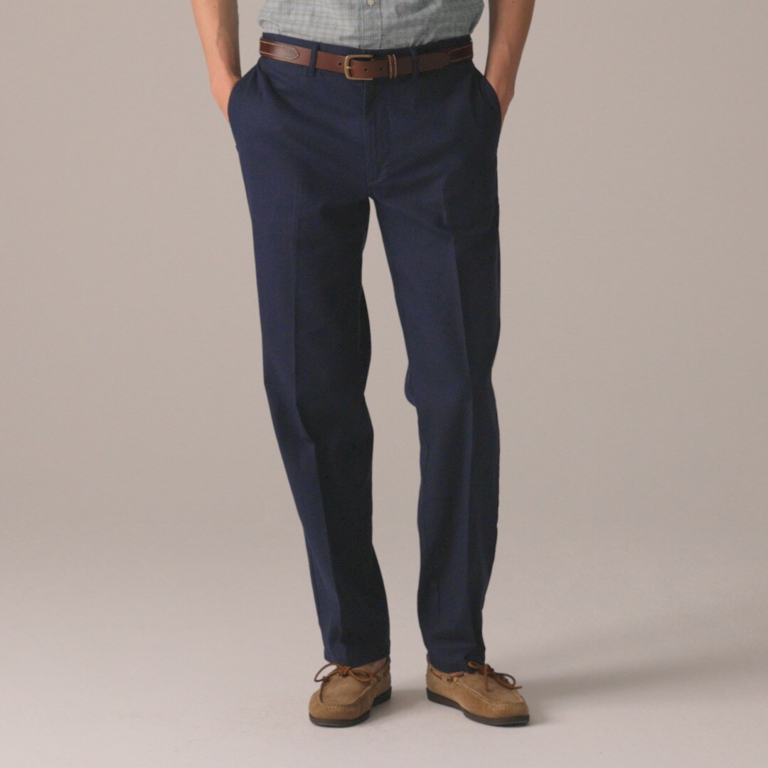 Straight-fit creased stretch cotton-blend twill trouser