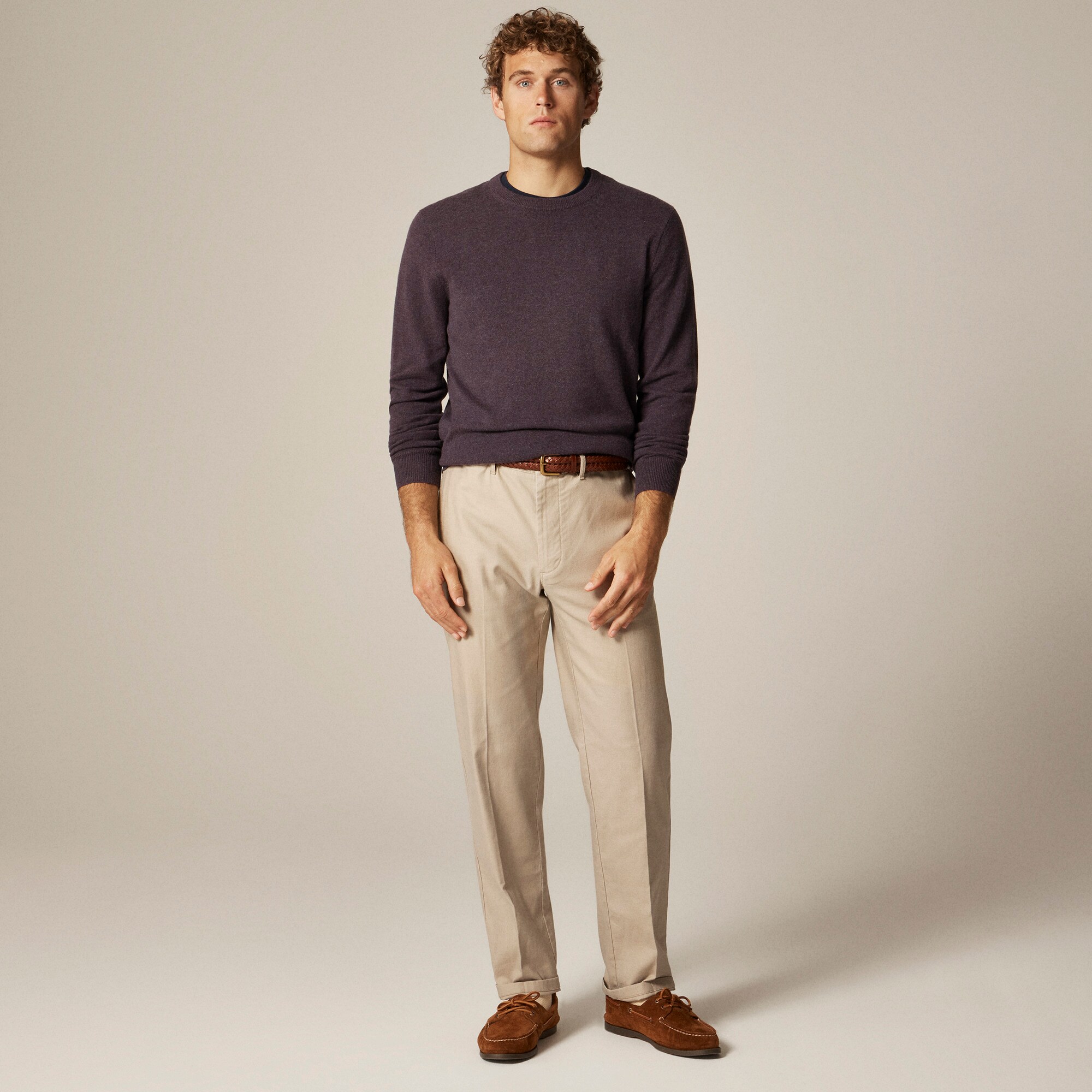 Straight-fit creased stretch cotton-blend twill trouser