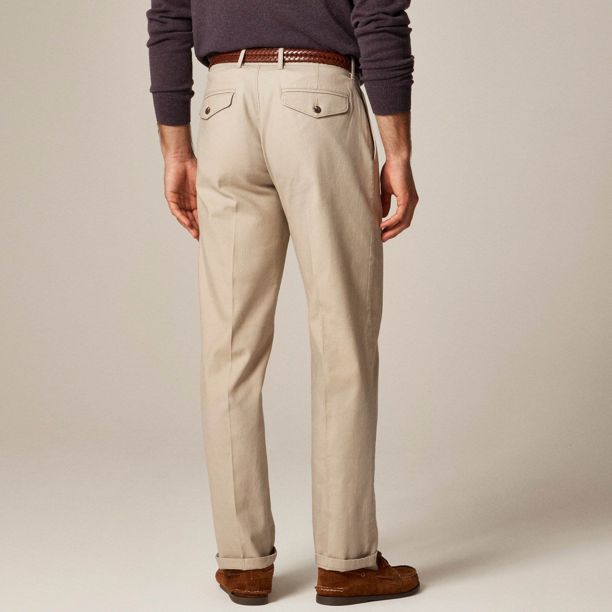 Straight-fit creased stretch cotton-blend twill trouser
