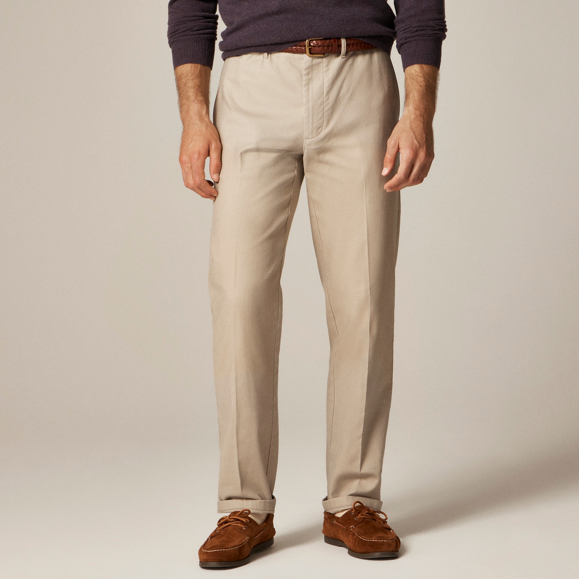  Straight-fit creased stretch cotton-blend twill trouser