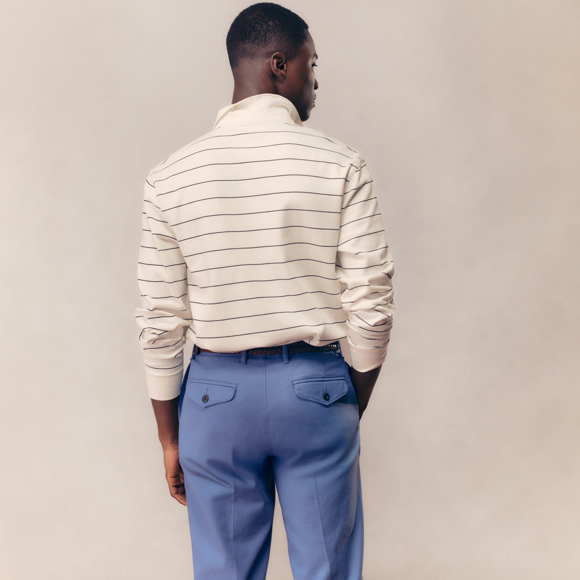 Straight-fit creased stretch cotton-blend twill trouser