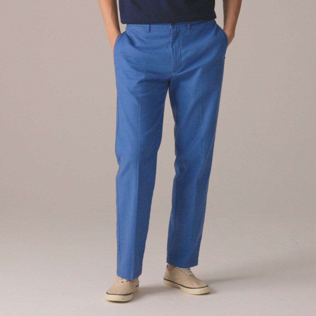 Straight-fit creased stretch cotton-blend twill trouser