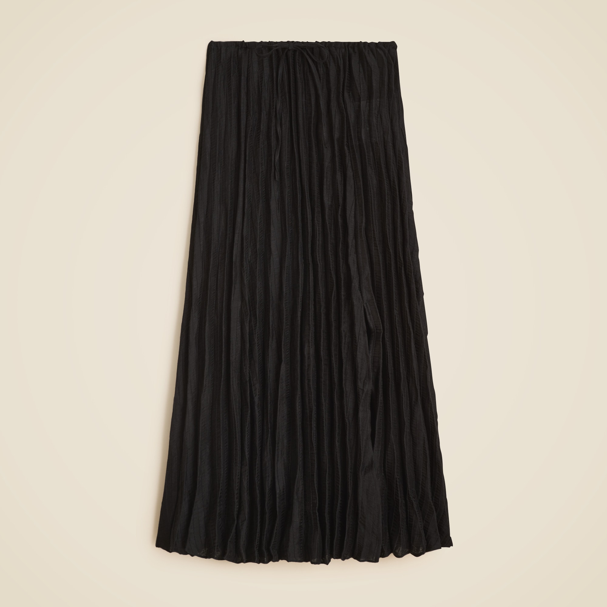 womens Pleated drawstring maxi skirt in linen blend
