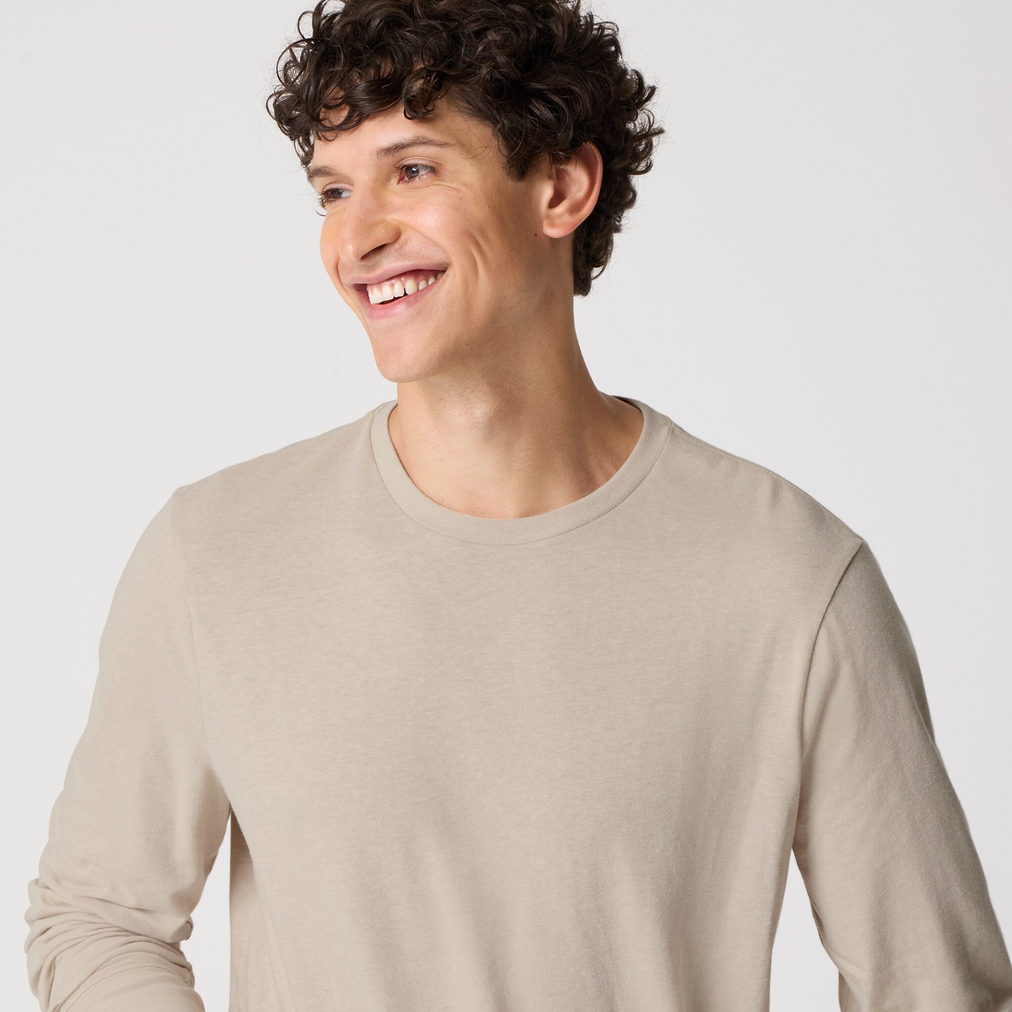 Long-sleeve washed jersey tee