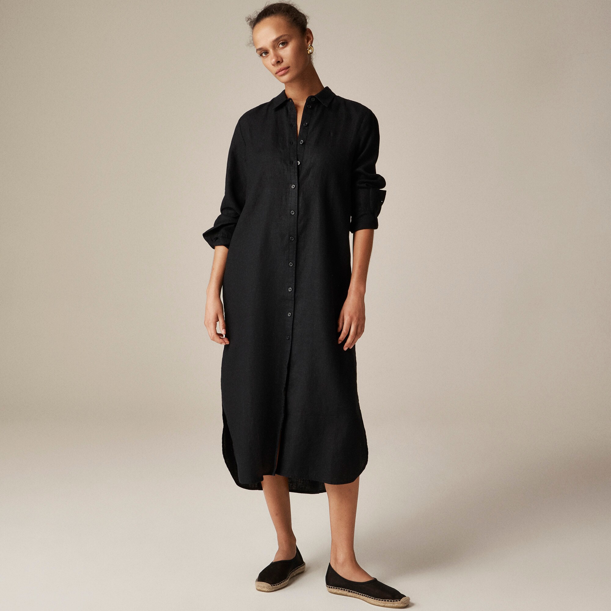 Tunic shirt-dress in linen