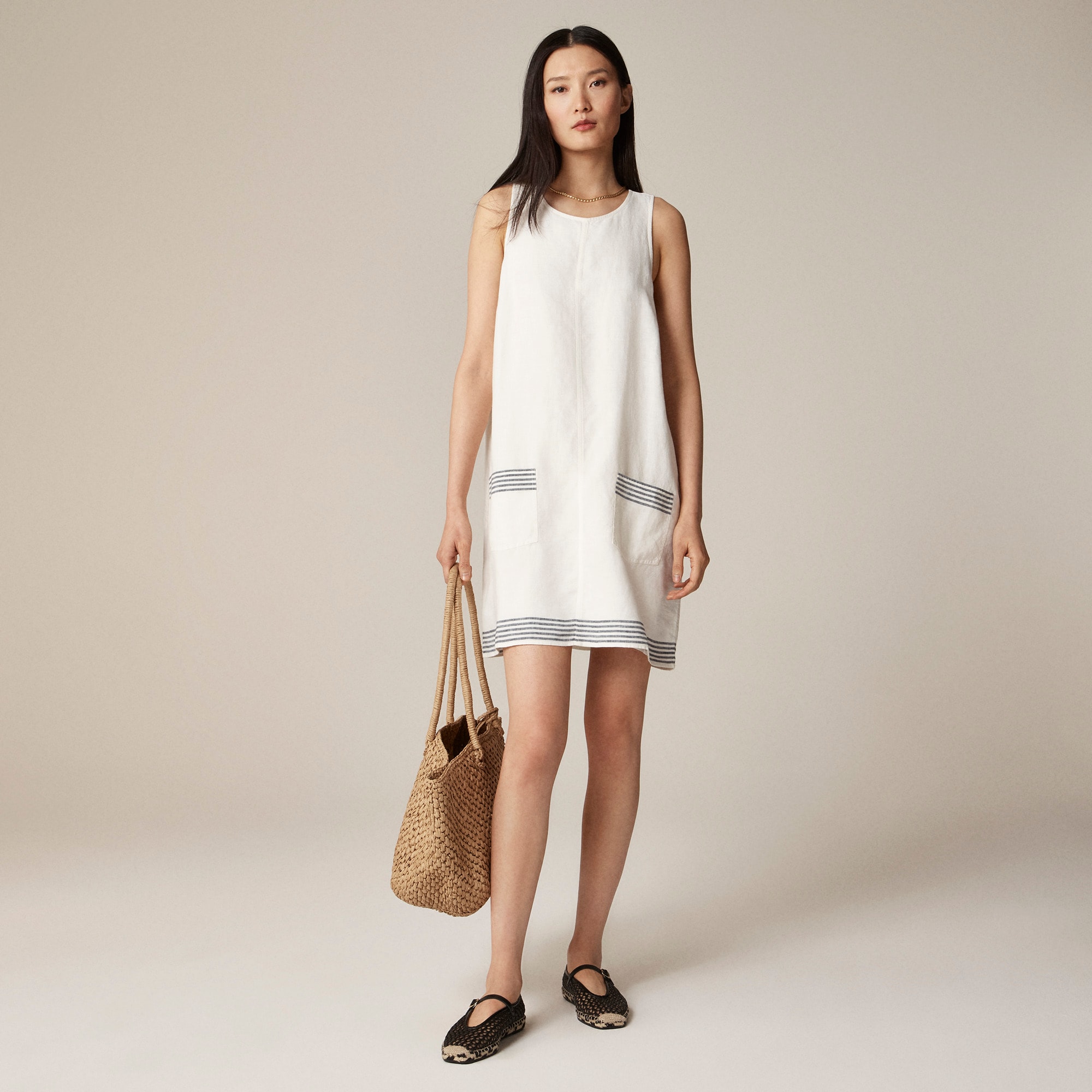 womens Maxine sailor-stripe dress in linen